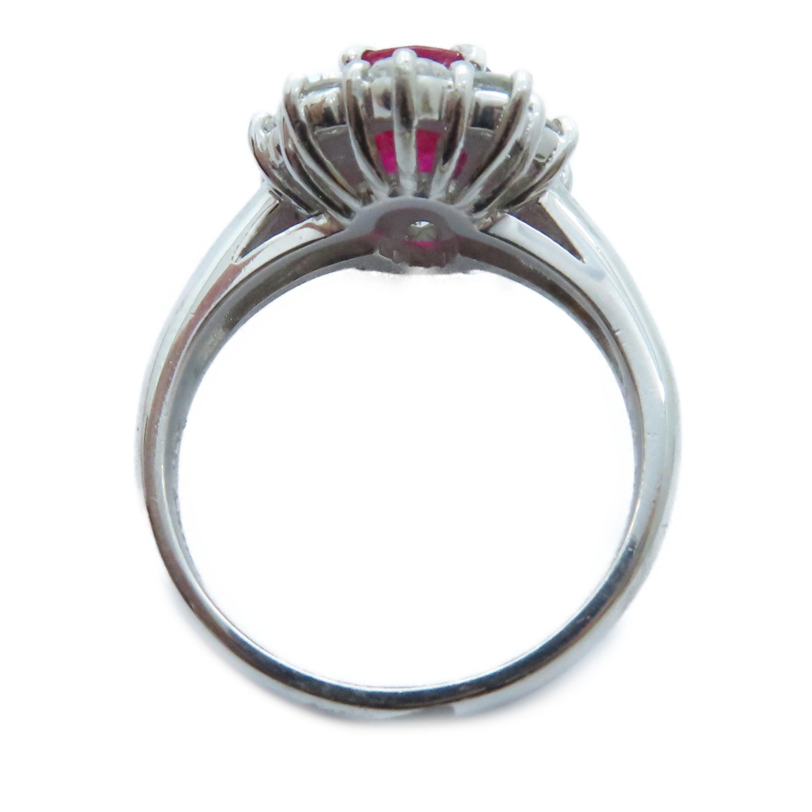 JEWELRY PT850鉑金Ruby Diamond Ring 1.32ct紅寶石/0.89ct鑽石戒指US#5.5