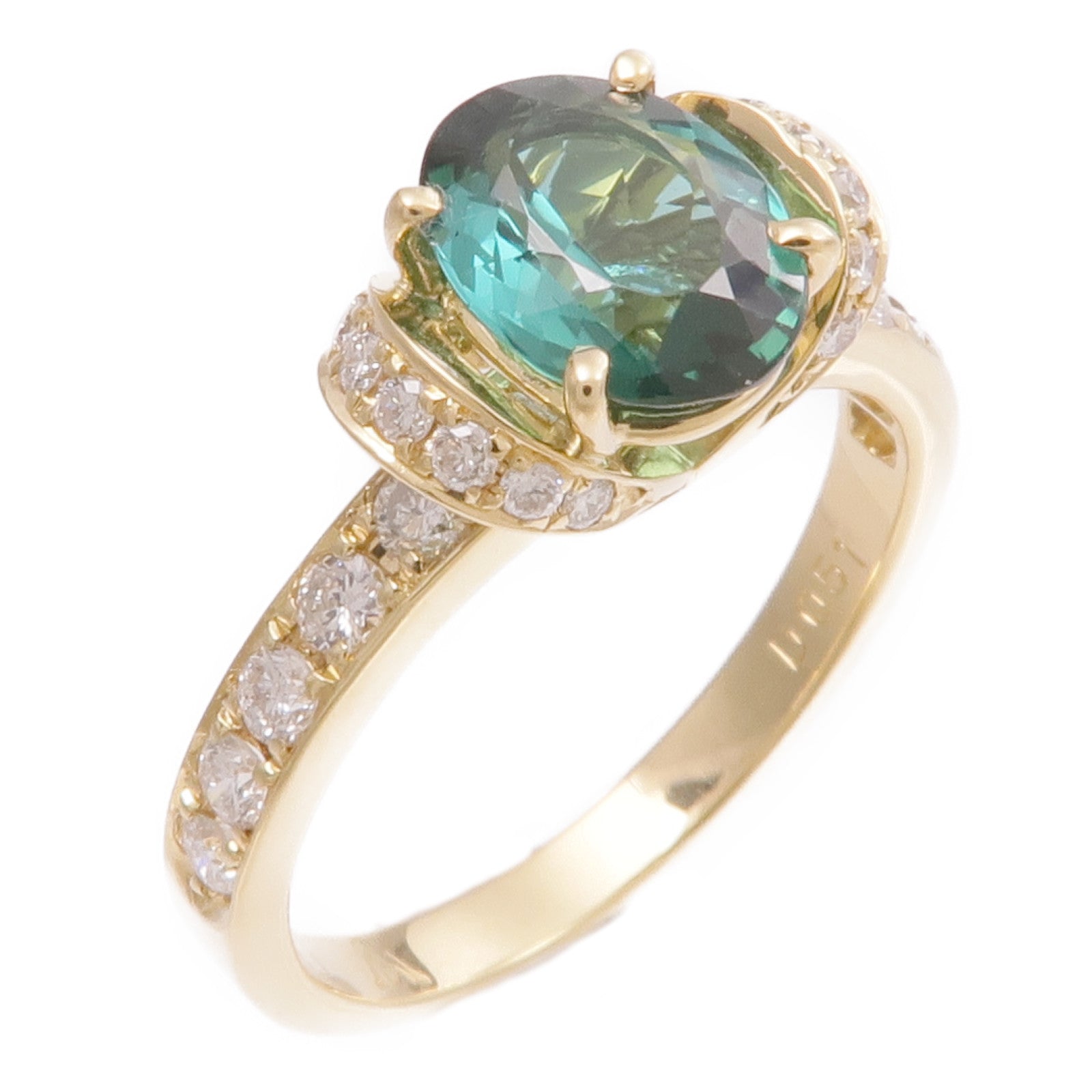 JEWELRY 18K黃金Tourmaline Diamond Ring電氣石/鑽石戒指US#5.75