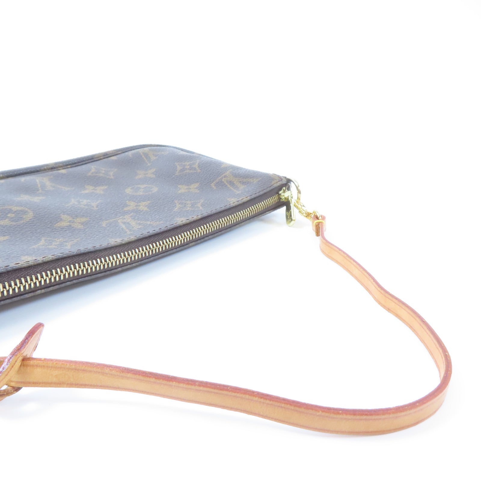 LOUIS VUITTON 【激減優惠】Monogram Pochette Accessories金扣手挽袋啡色