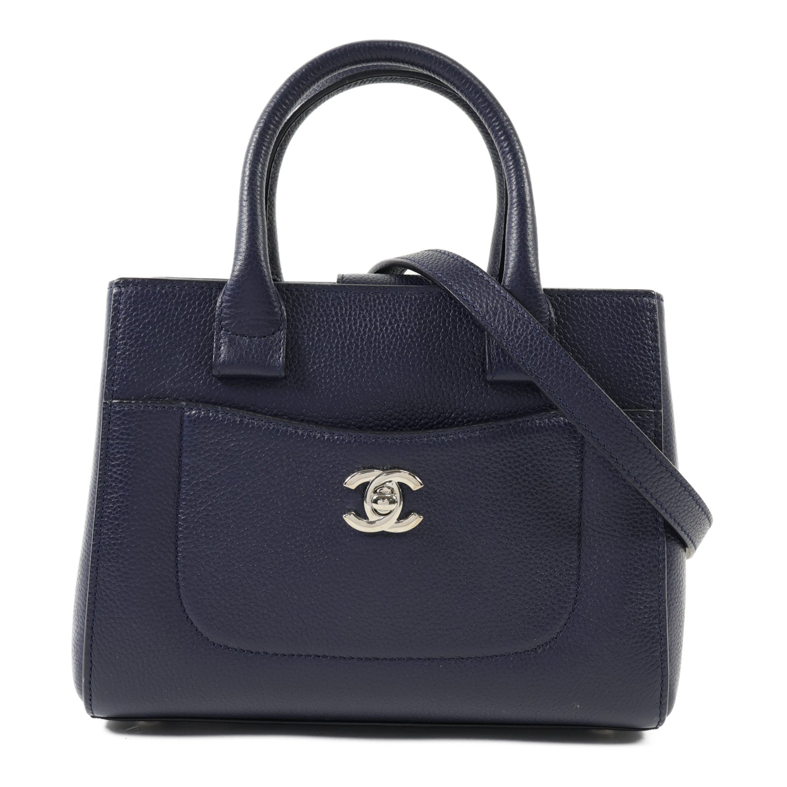 CHANEL 牛皮皮革Neo Executive Tote Mini銀扣手挽肩背兩用袋
