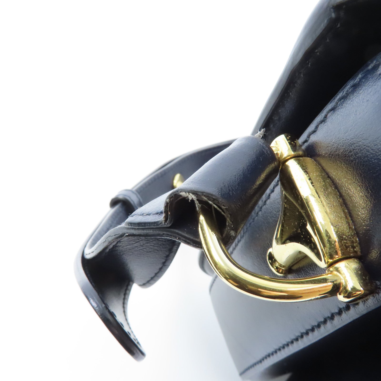 GUCCI 【激減優惠】牛皮皮革/絨面革Horsebit 1955金扣肩背袋深藍色