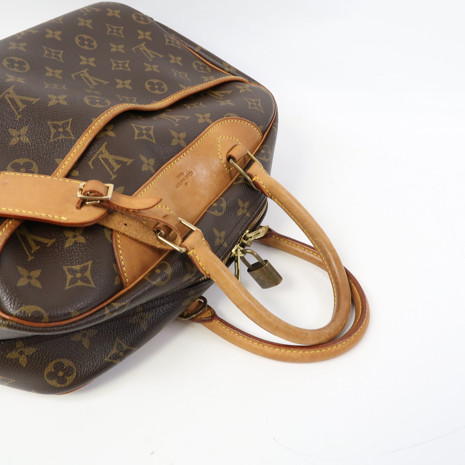 LOUIS VUITTON 【激減優惠】Monogram Deauville金扣手挽袋啡色