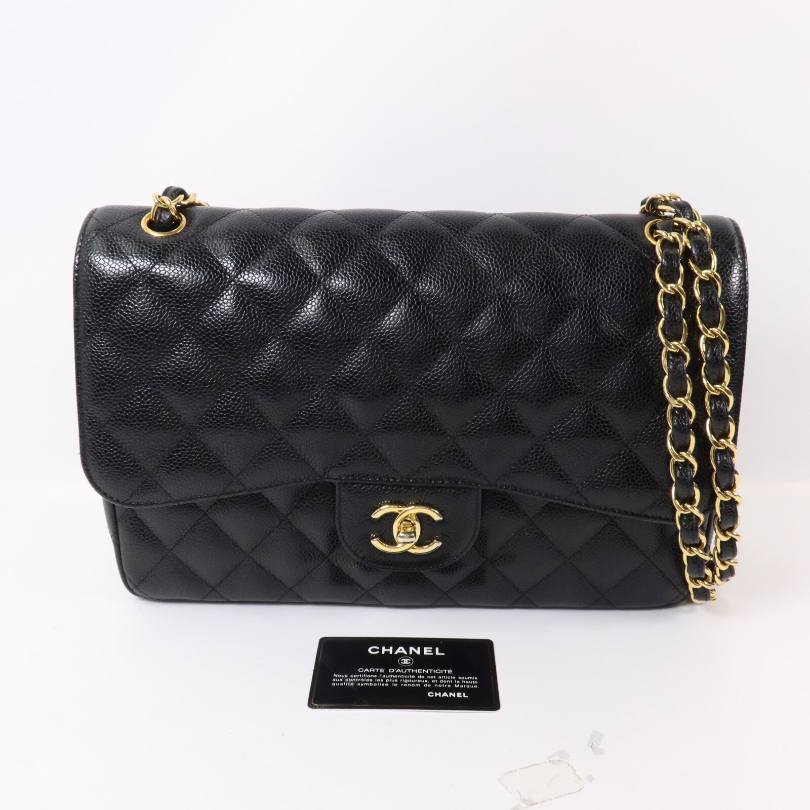 CHANEL 牛皮皮革Large Classic鏈帶肩背袋