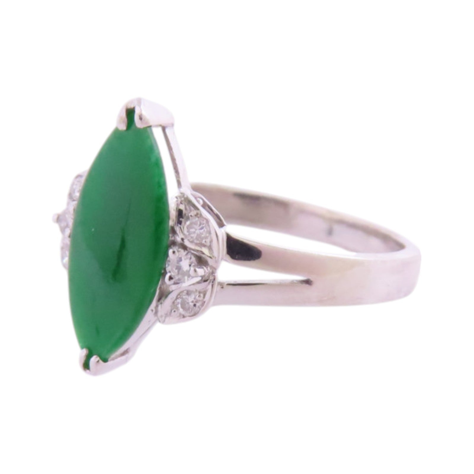 JEWELRY 18K白金/翡翠/鑽石Jade Diamond Ring戒指US#6.5