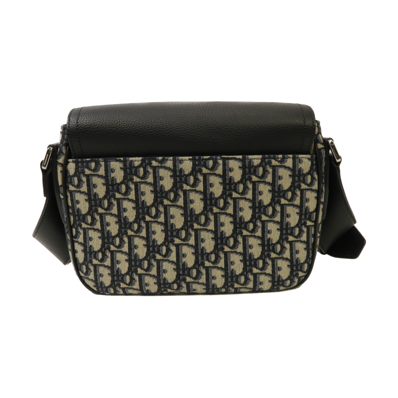 Dior 皮革/帆布Mini Saddle Messenger Bag銀扣肩背袋藍色