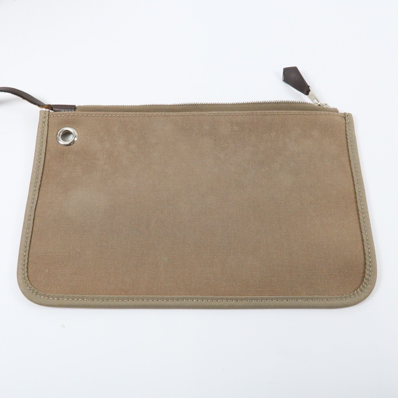 HERMES 帆布/牛皮皮革Herbag PM銀扣手挽肩背兩用袋Etoupe