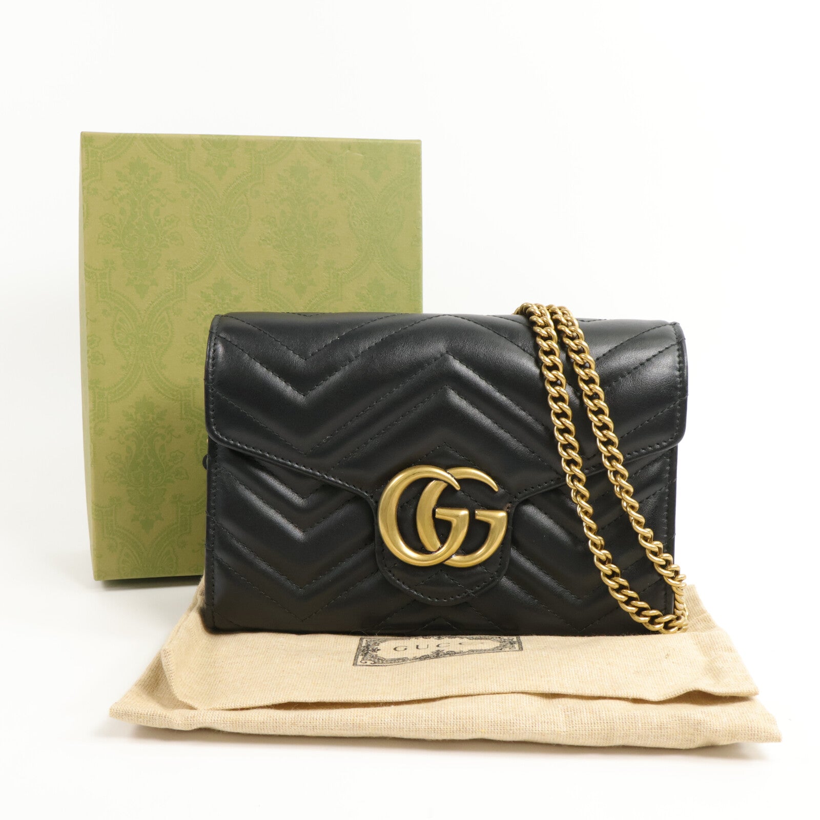 GUCCI 牛皮皮革GG Marmont Shoulder Bag鏈帶肩背袋