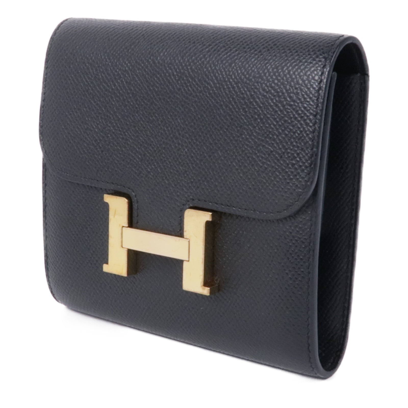 HERMES Epsom皮革Constance Wallet金扣錢包Noir