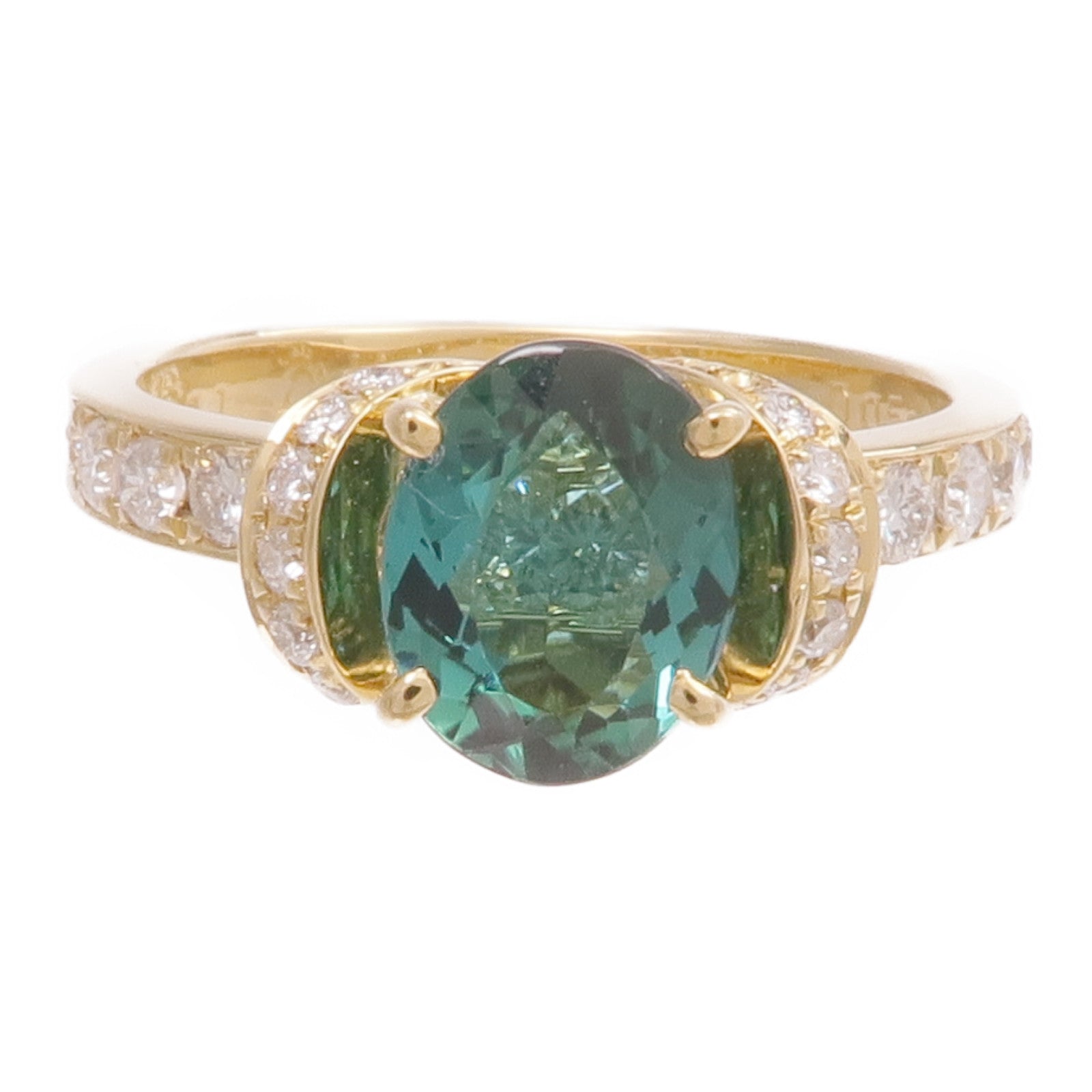 JEWELRY 18K黃金Tourmaline Diamond Ring電氣石/鑽石戒指US#5.75