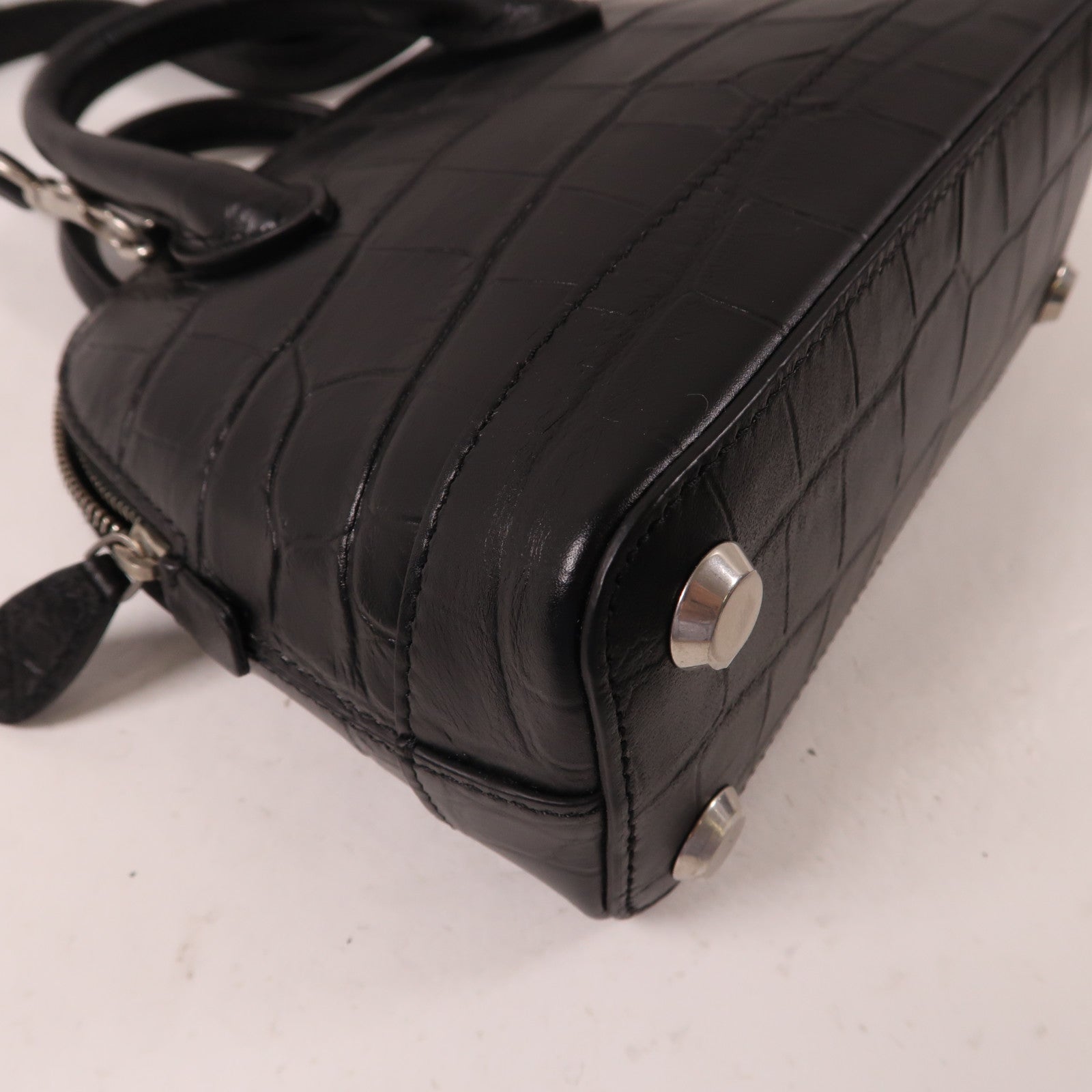 BALENCIAGA 牛皮皮革Ville銀扣手挽肩背兩用袋黑色