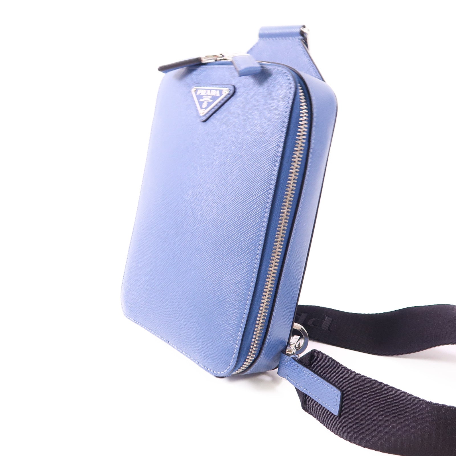 PRADA Saffiano皮革Brique銀扣斜孭袋