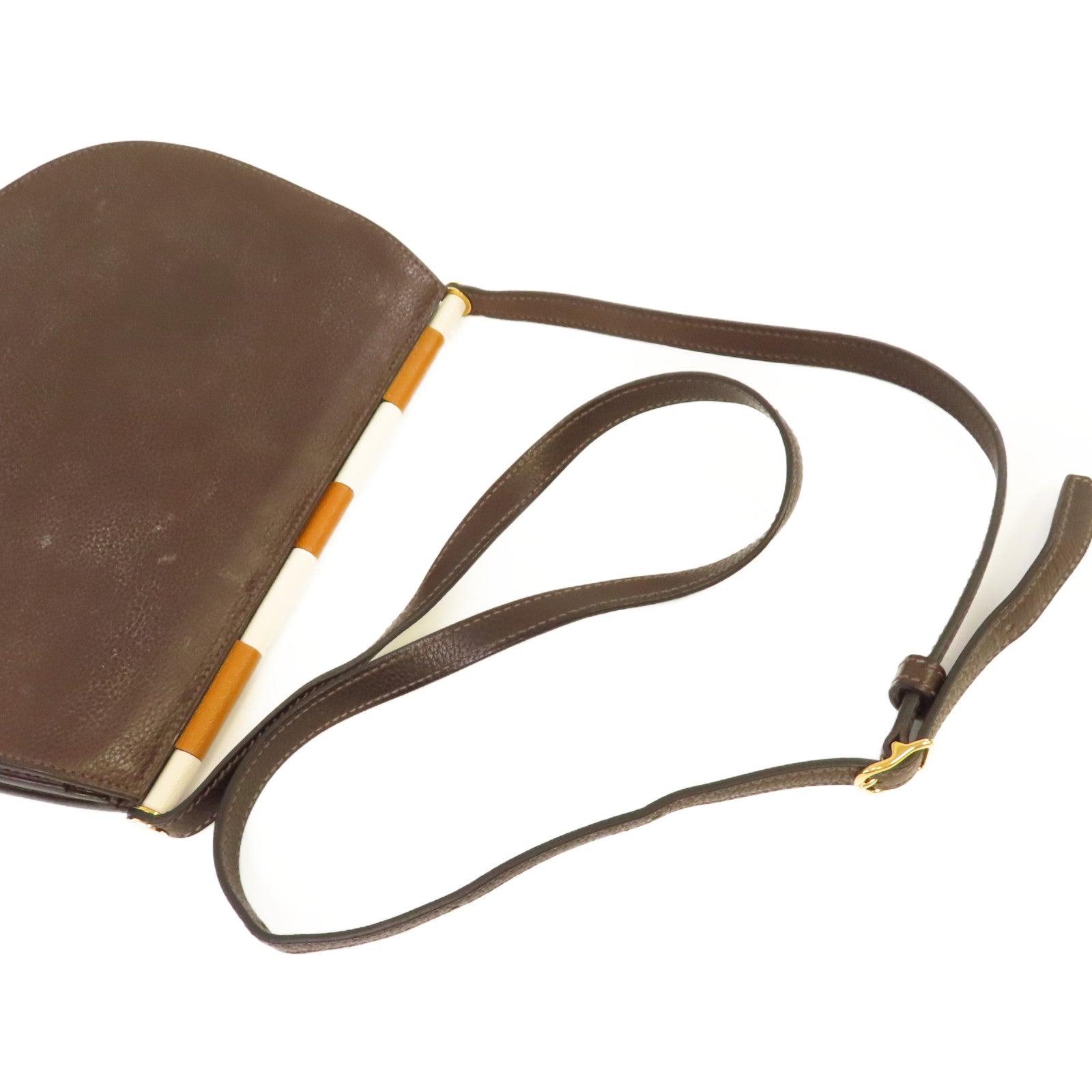 HERMES 【激減優惠】Clemence皮革Sac Saut 25 Shoulder Bag金扣肩背袋啡色
