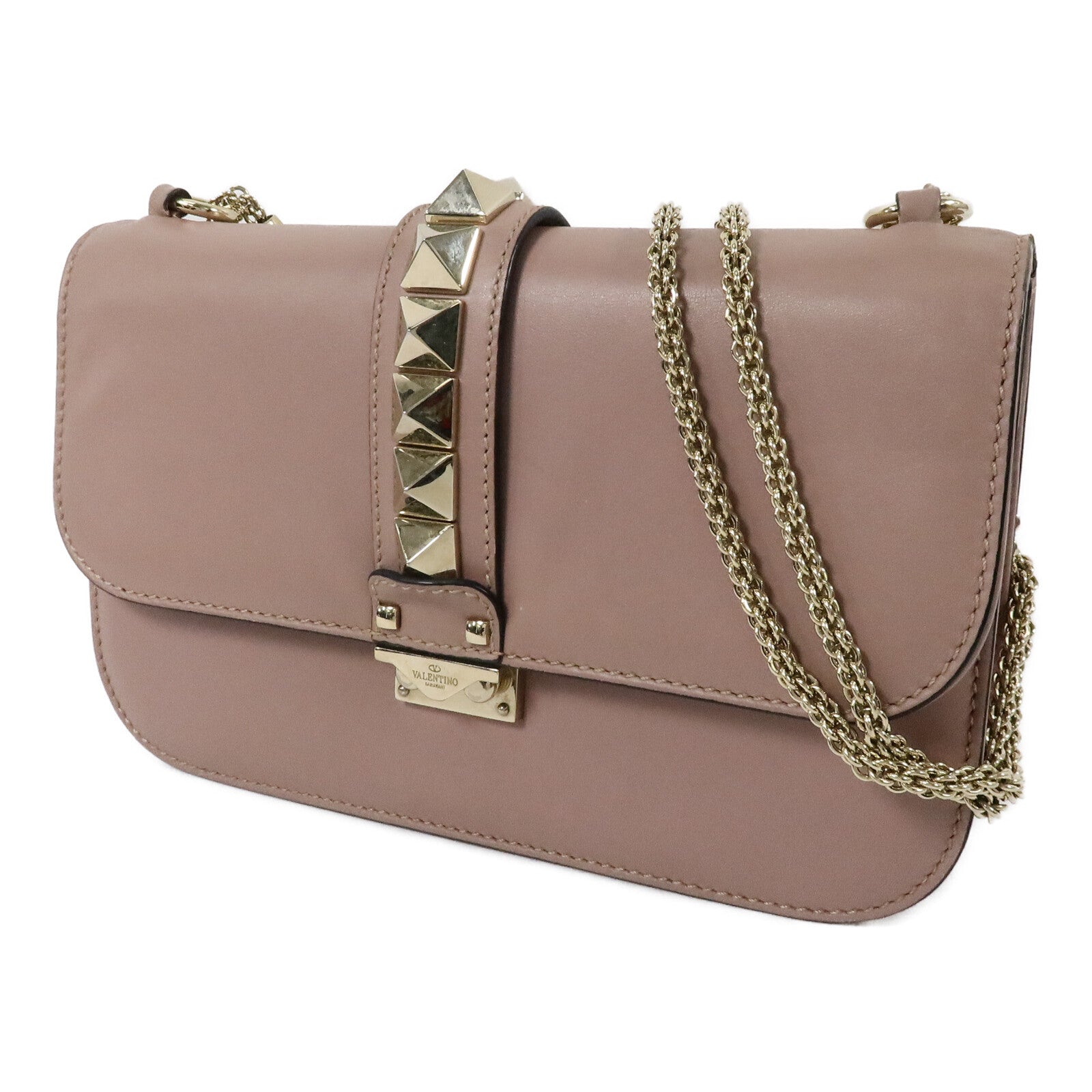 Valentino 牛皮皮革Garavani Glam Lock鏈帶手挽肩背兩用袋