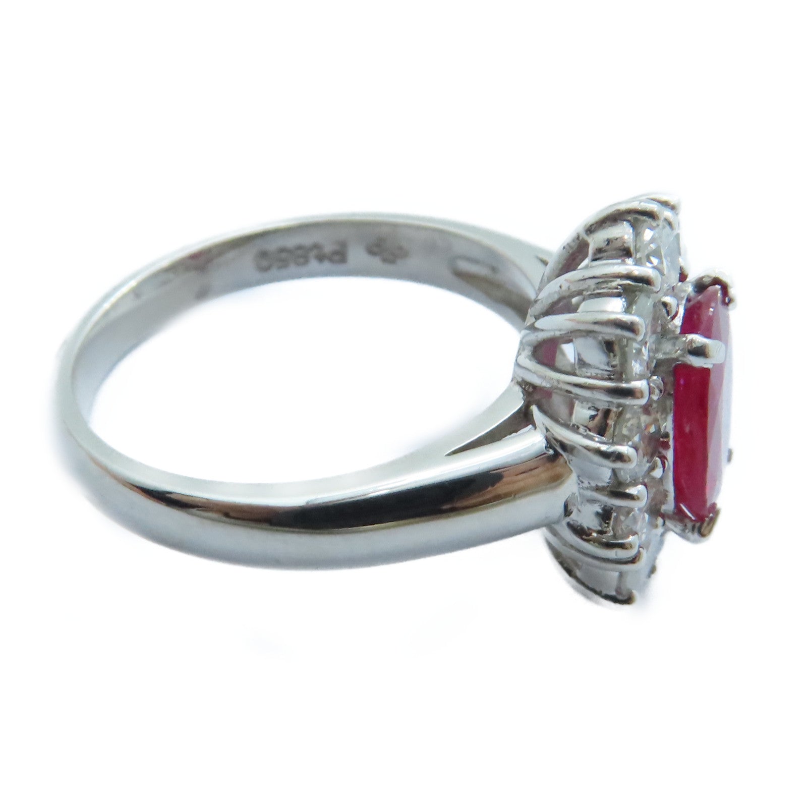 JEWELRY PT850鉑金Ruby Diamond Ring 1.32ct紅寶石/0.89ct鑽石戒指US#5.5