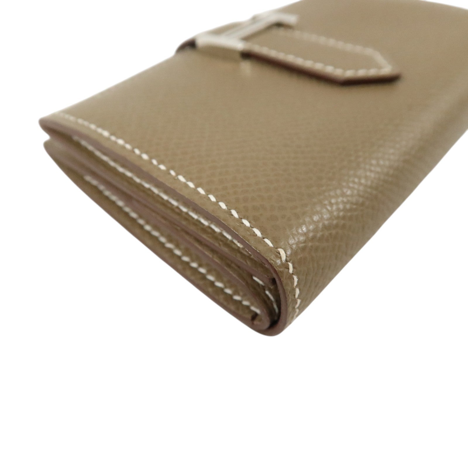 HERMES Epsom皮革Bearn Mini Wallet銀扣錢包Etoupe