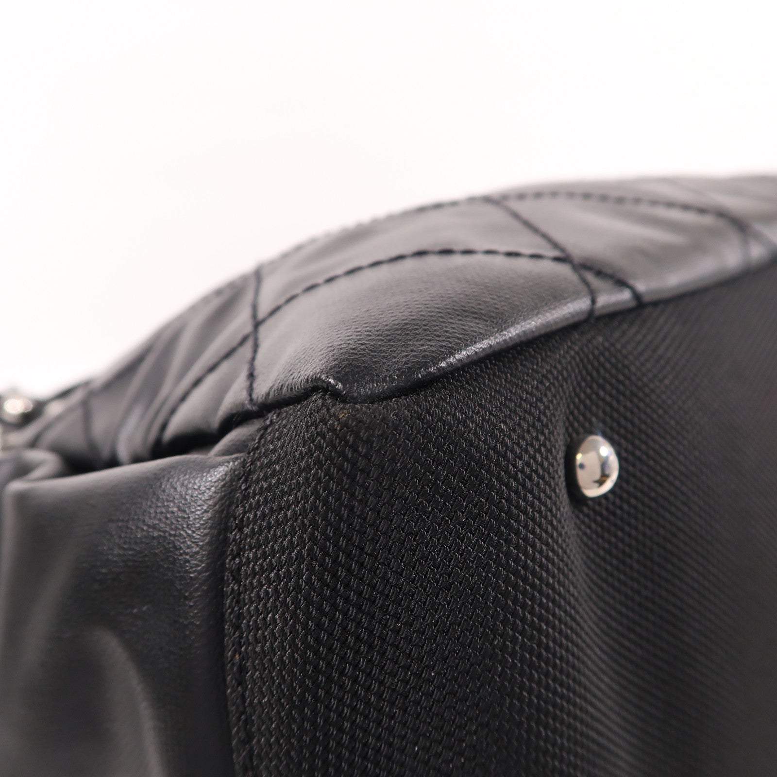 CHANEL 【激減優惠】塗層帆布/皮革Tote Bag銀扣肩背袋