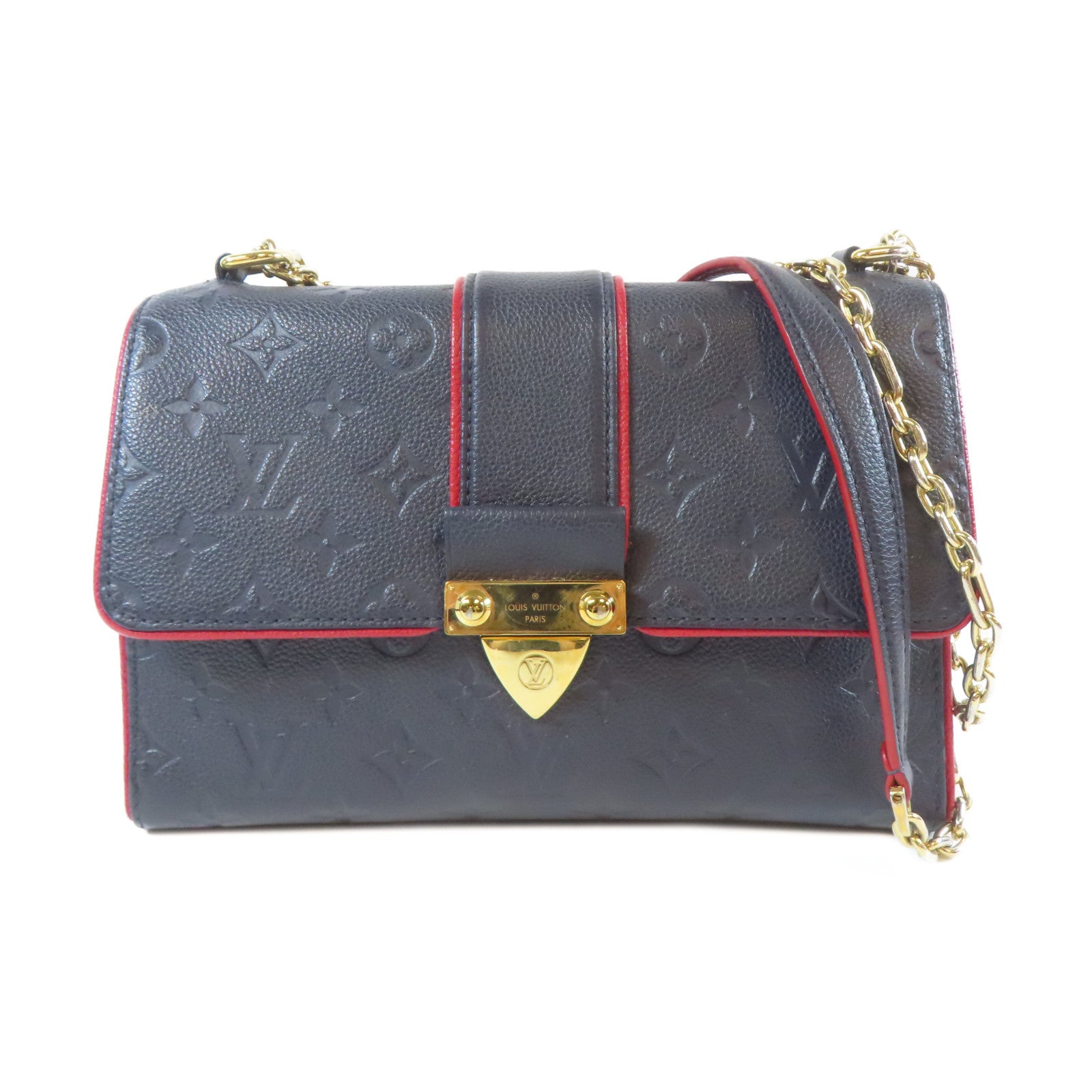 LOUIS VUITTON 【激減優惠】Monogram Empreinte Saint Sulpice PM金扣鏈帶肩背袋藍色