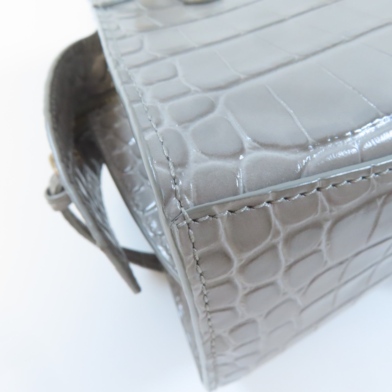 BALENCIAGA 牛皮皮革Neo Classic Mini金扣手挽肩背兩用袋灰色