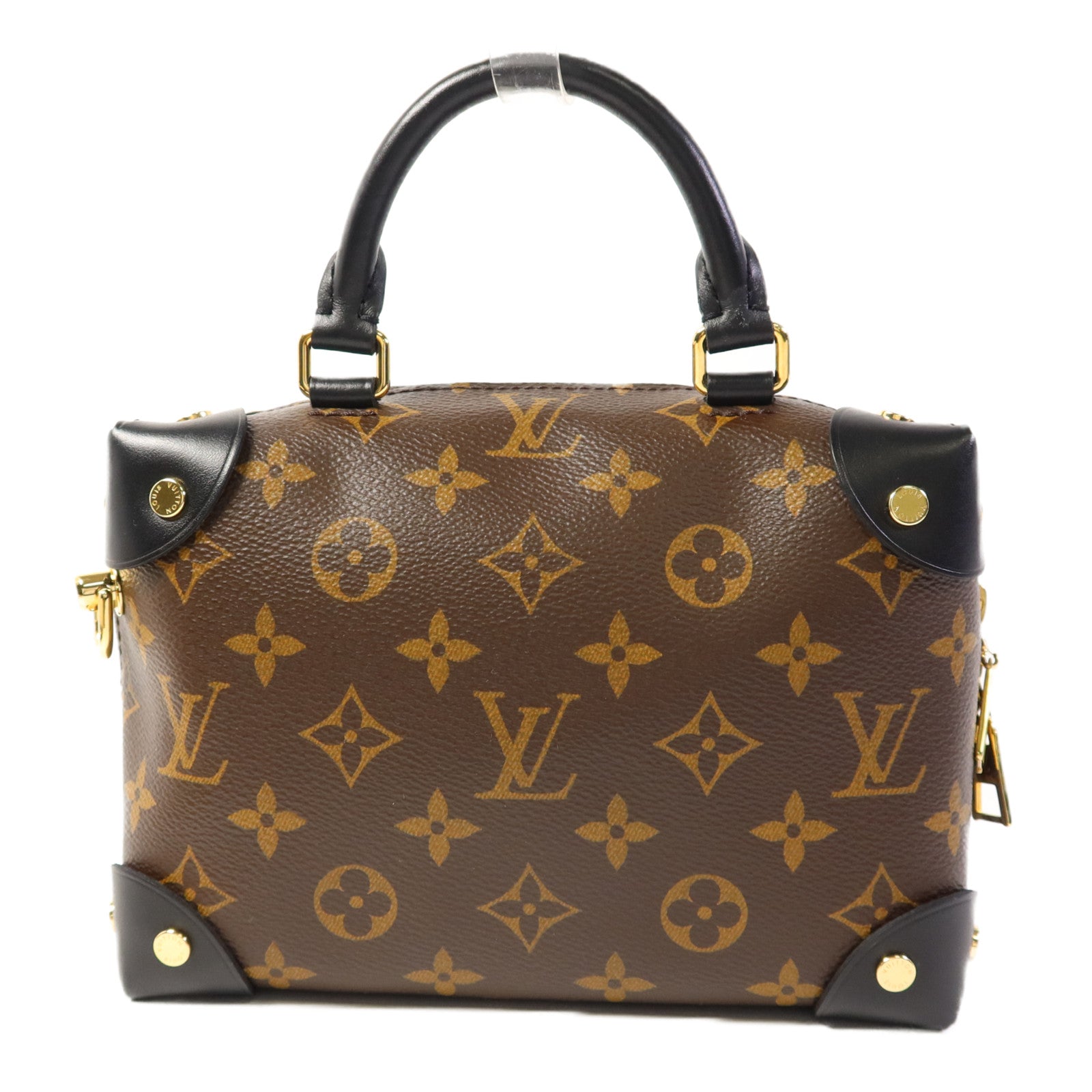LOUIS VUITTON Monogram Petite Malle Souple金扣手挽肩背兩用袋棕色