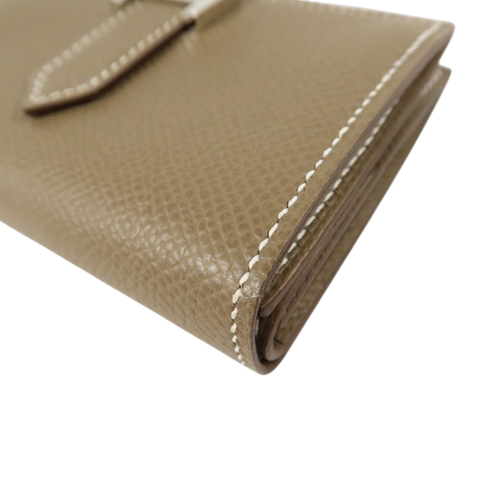 HERMES Epsom皮革Bearn Mini Wallet銀扣錢包Etoupe