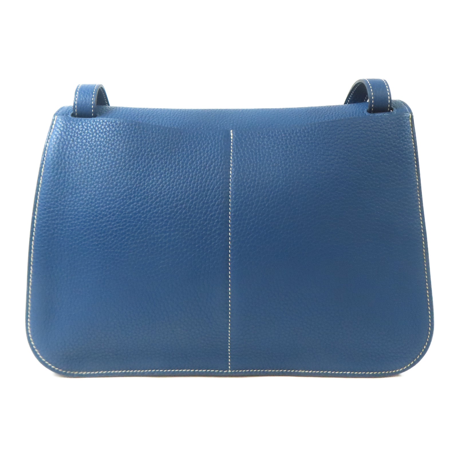 HERMES Clemence皮革Halzan 31金扣手挽肩背兩用袋Bleu Brighton/藍色