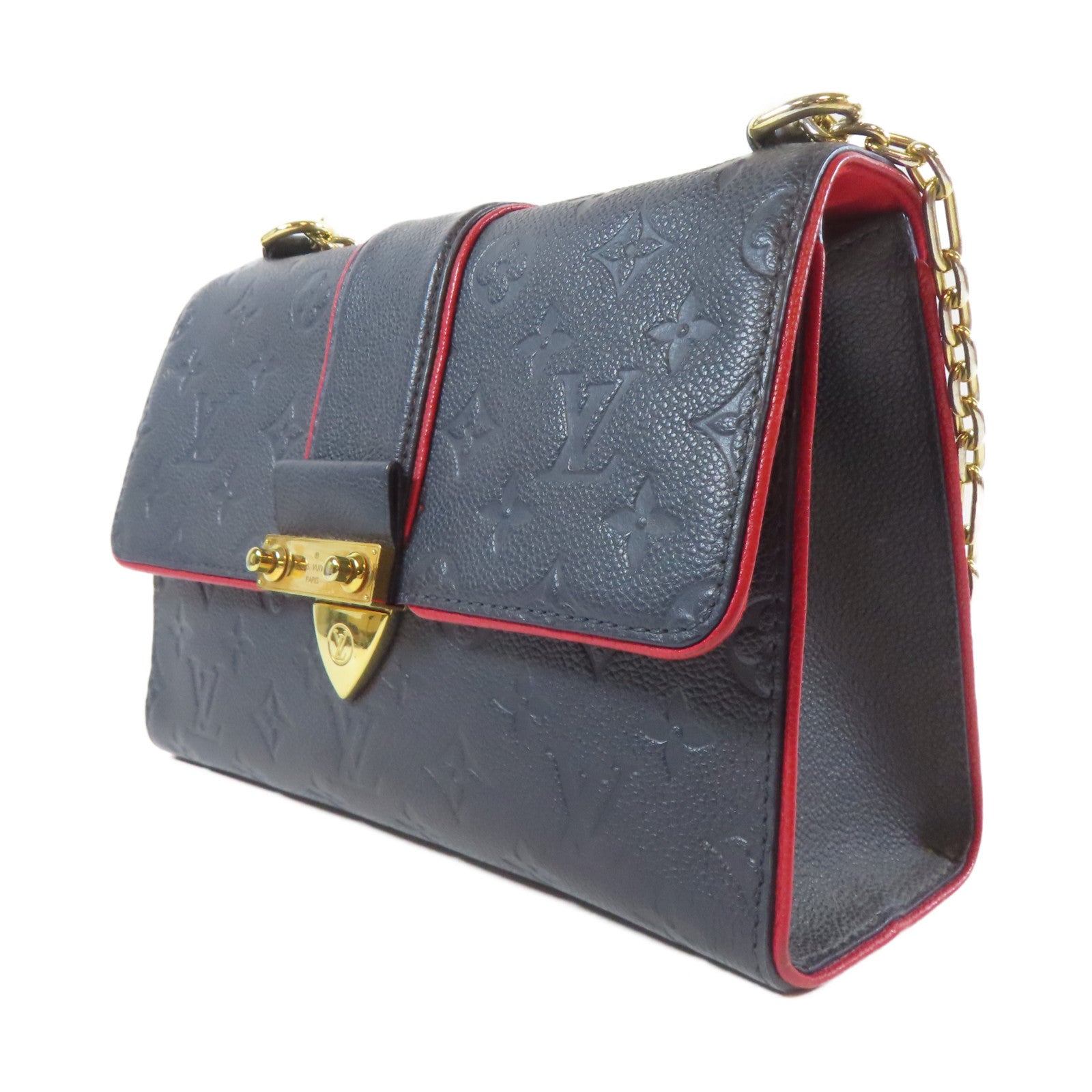 LOUIS VUITTON 【激減優惠】Monogram Empreinte Saint Sulpice PM金扣鏈帶肩背袋藍色