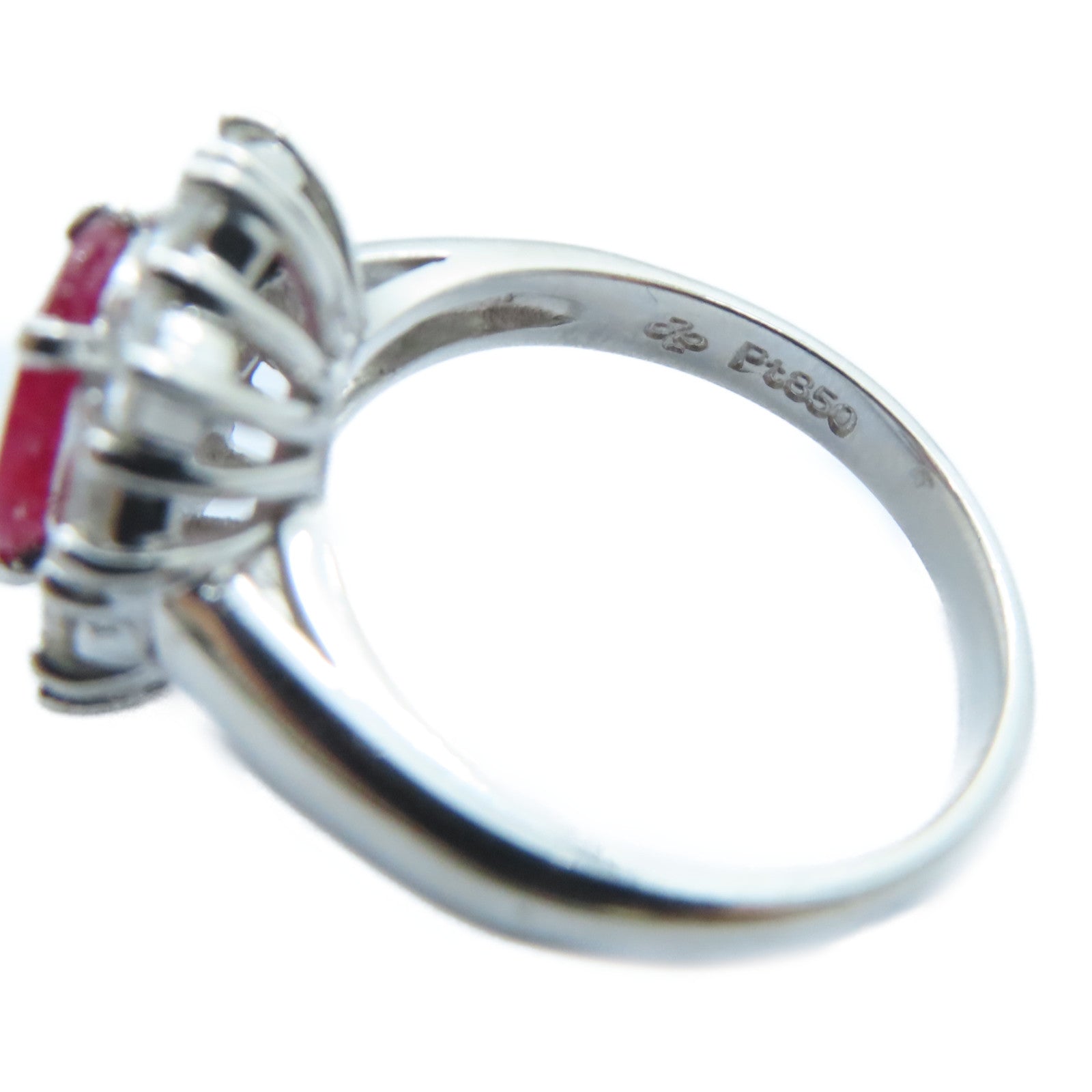 JEWELRY PT850鉑金Ruby Diamond Ring 1.32ct紅寶石/0.89ct鑽石戒指US#5.5