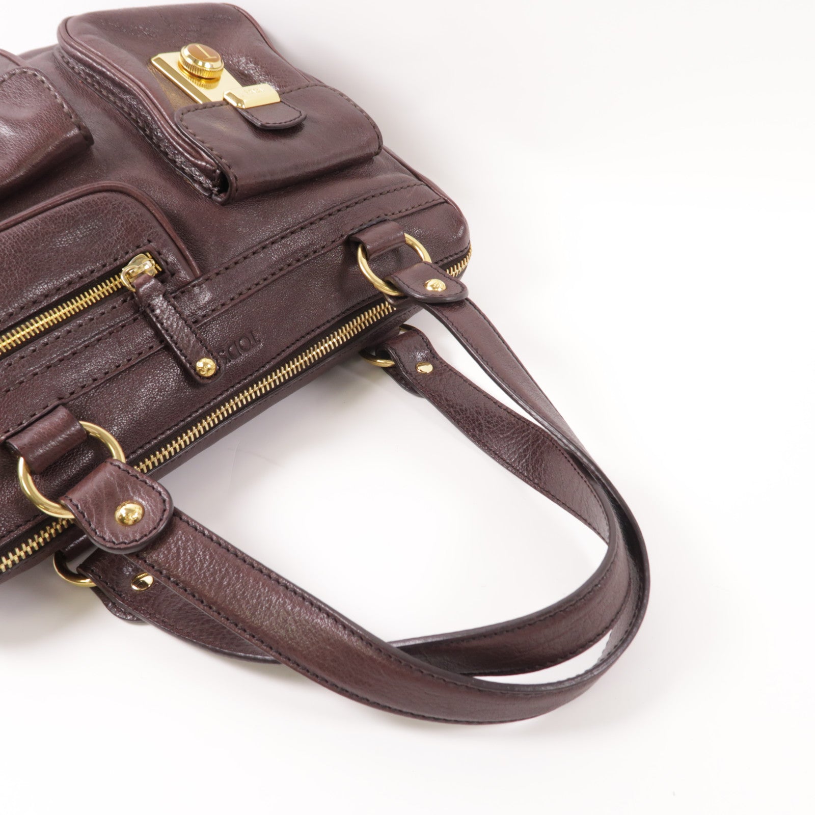 TOD'S GHW Handbag Calfskin Leather Brown