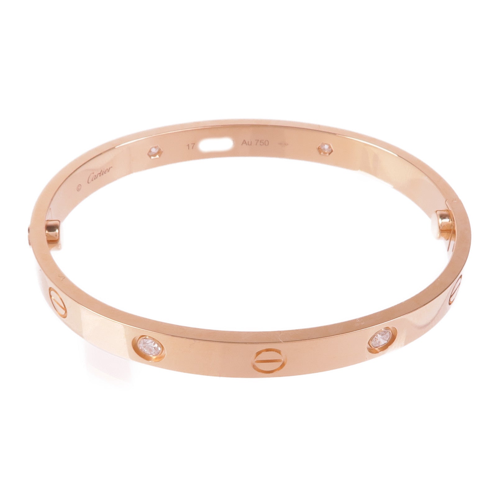 CARTIER 18K玫瑰金Love Bracelet 4P Diamond鑽石手鐲Cartier#17
