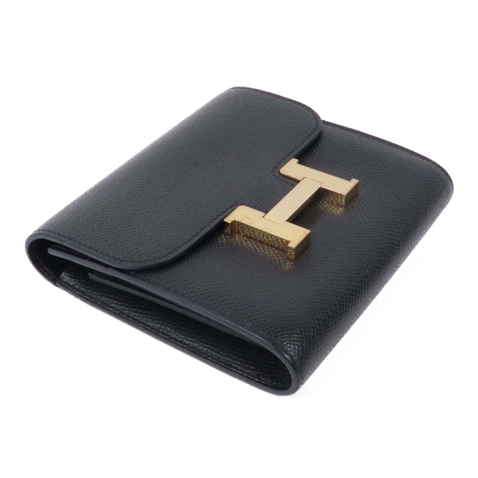 HERMES Epsom皮革Constance Wallet金扣錢包Noir