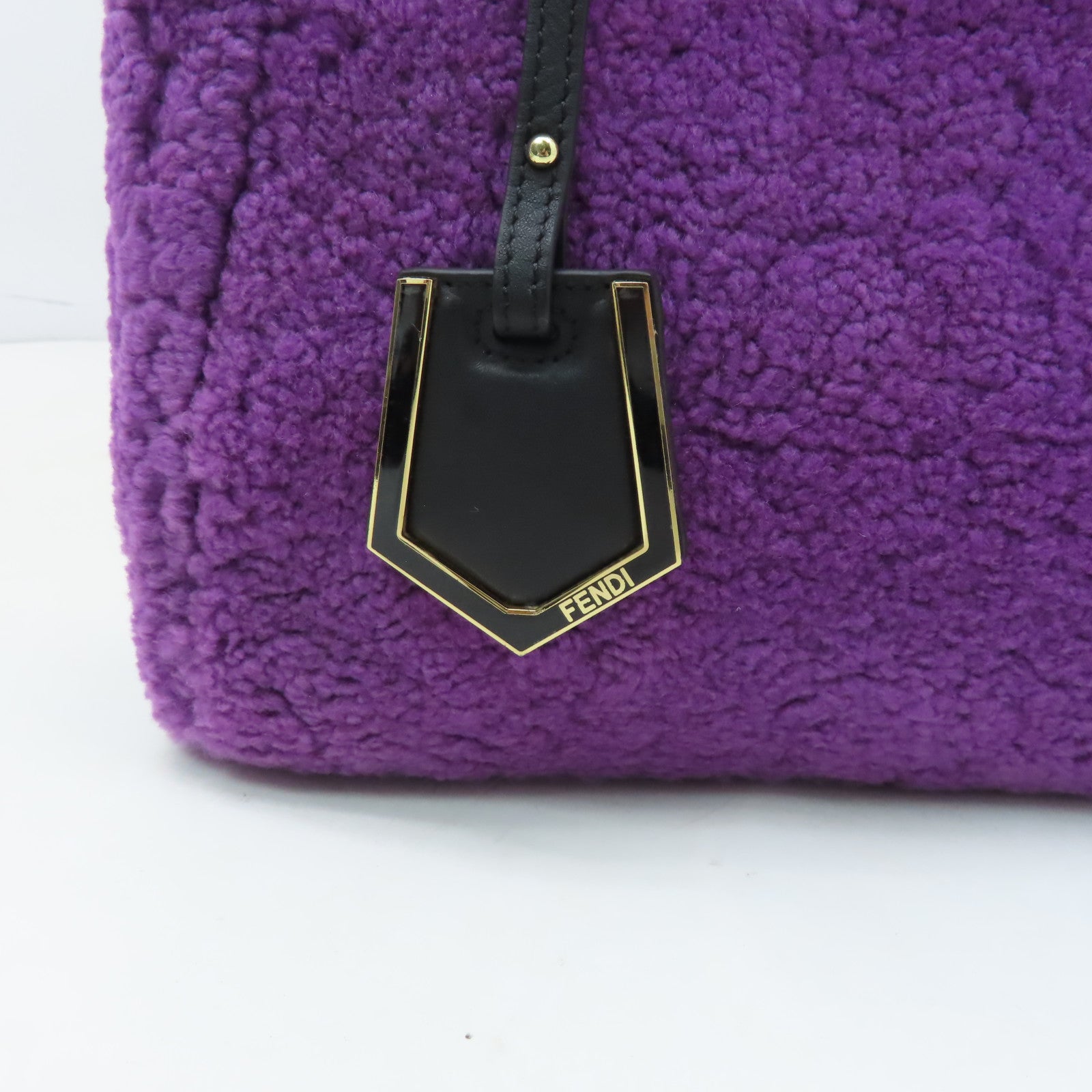FENDI 【激減優惠】羊毛Handbag金扣手挽袋紫色