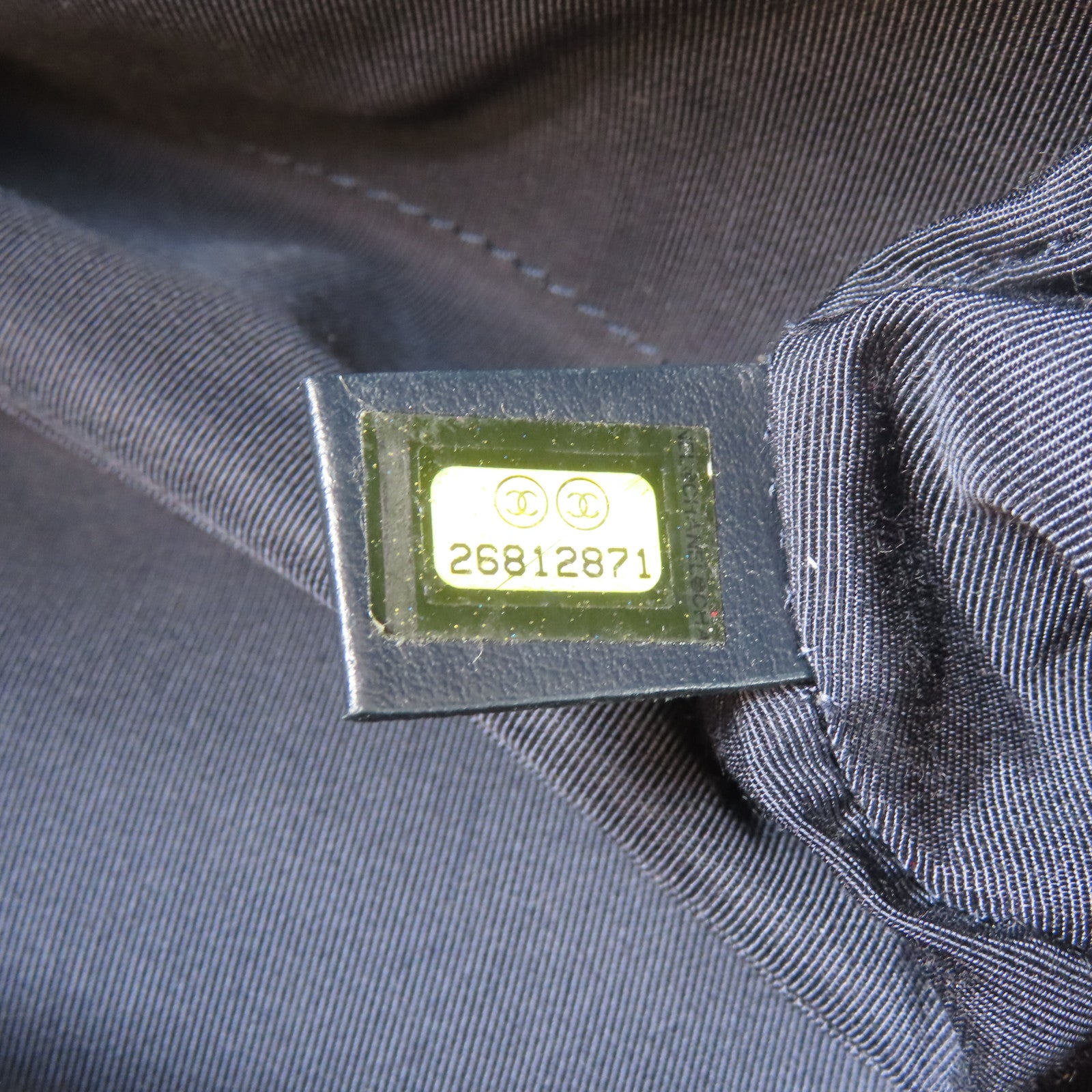 CHANEL 菱格牛皮皮革Coco Mark Chain Bag金扣鏈帶肩背袋深藍色