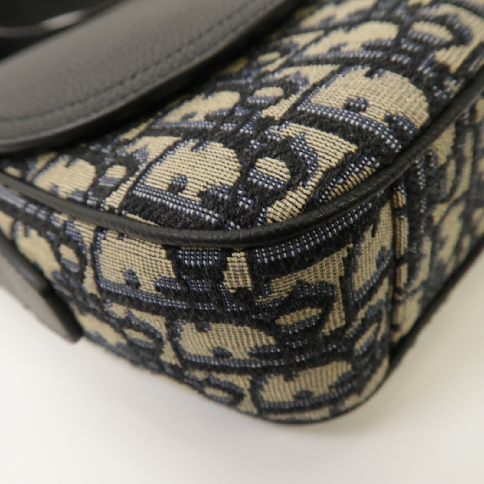 Dior 皮革/帆布Mini Saddle Messenger Bag銀扣肩背袋藍色
