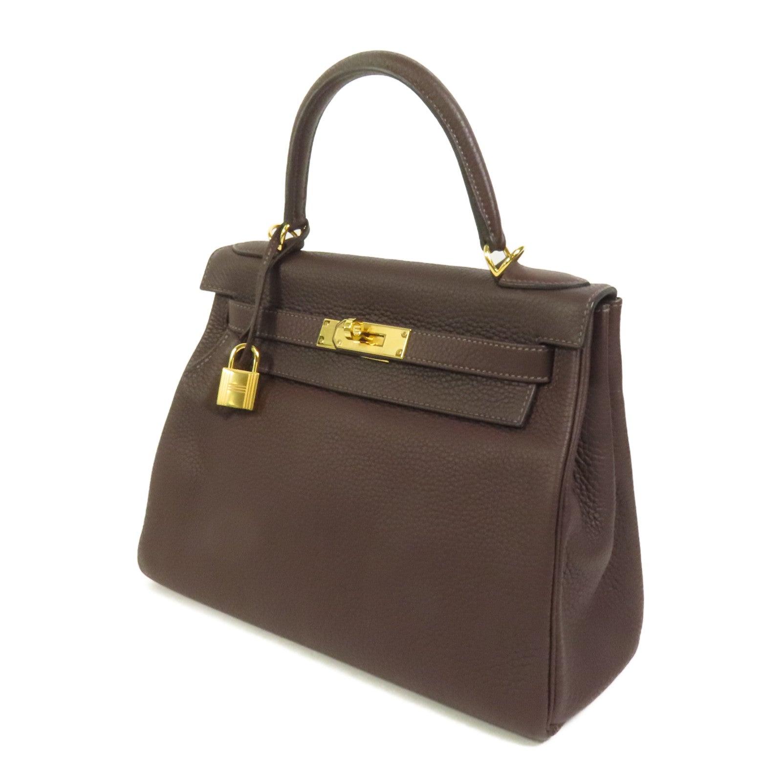 HERMES Togo皮革Kelly 28金扣手挽肩背兩用袋Rouge Sellier