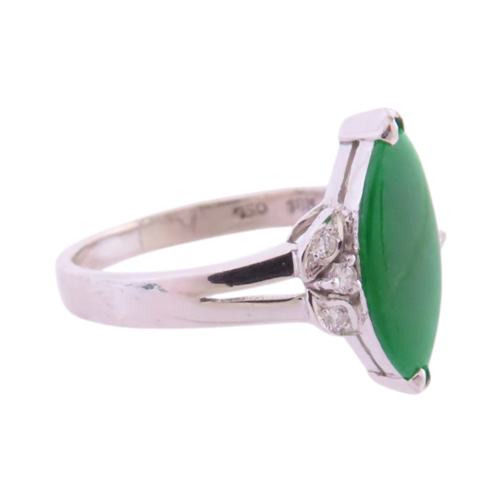 JEWELRY 【激減優惠】18K白金/翡翠/鑽石Jade Diamond Ring戒指US#6.5