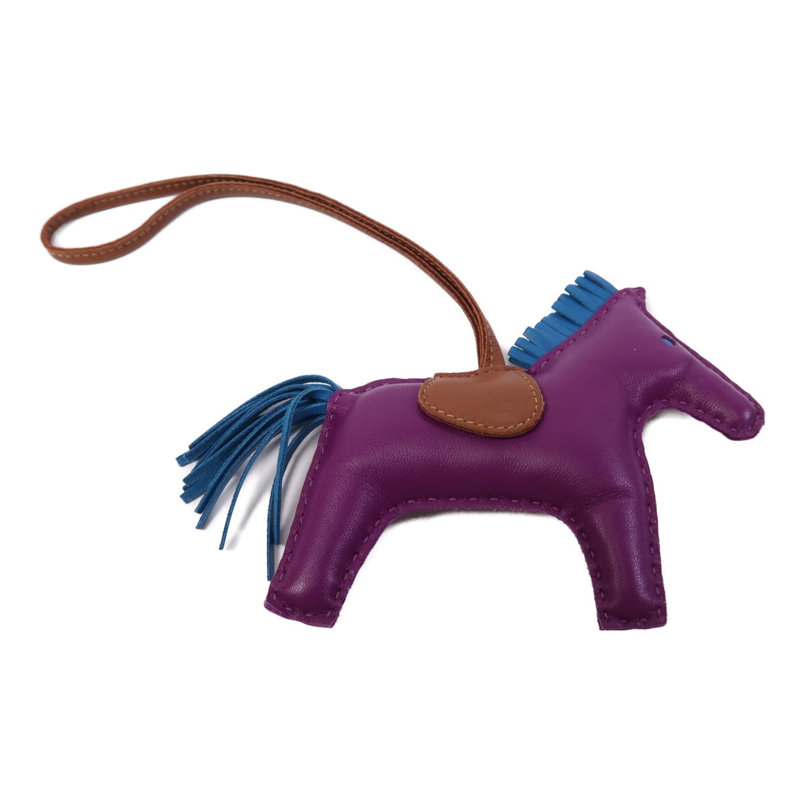 HERMES 【激減優惠】Milo皮革Rodeo MM掛飾Anemone/Bleu Izmir/Fauve