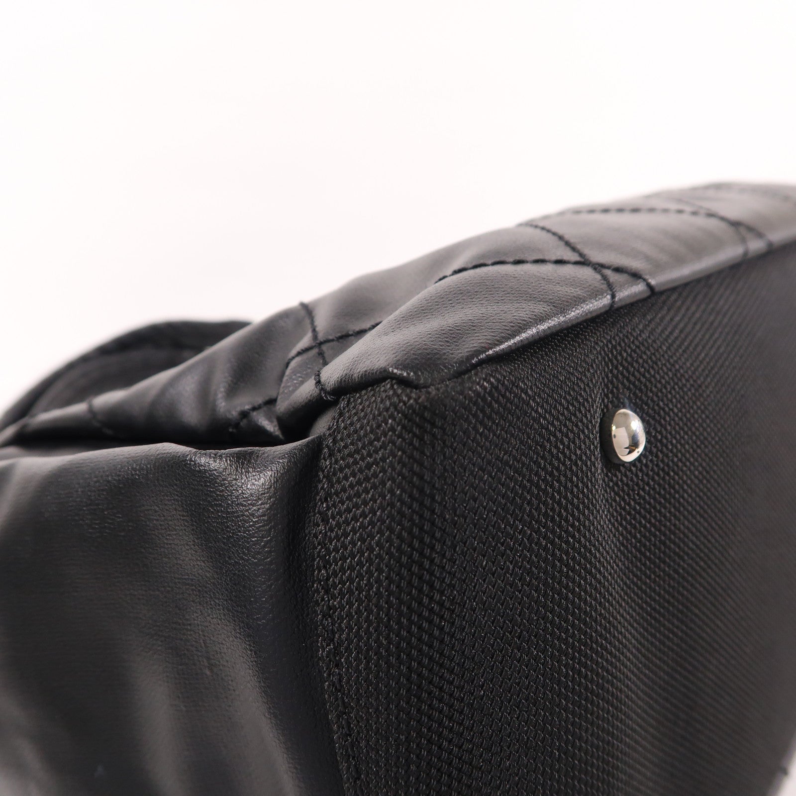 CHANEL 【激減優惠】塗層帆布/皮革Tote Bag銀扣肩背袋