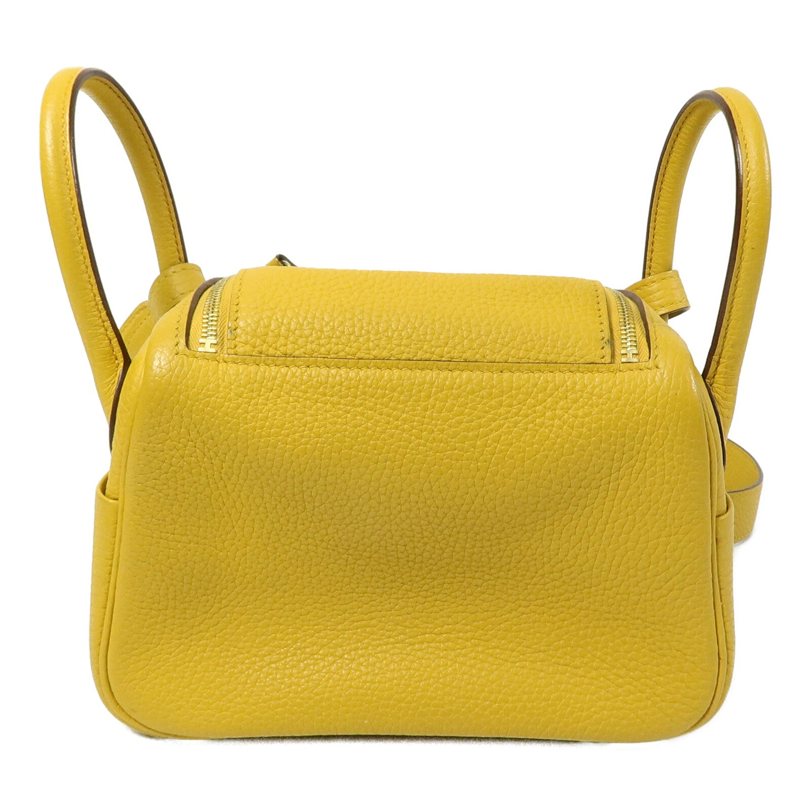HERMES Clemence皮革Mini Lindy手挽肩背兩用袋Jaune Ambre