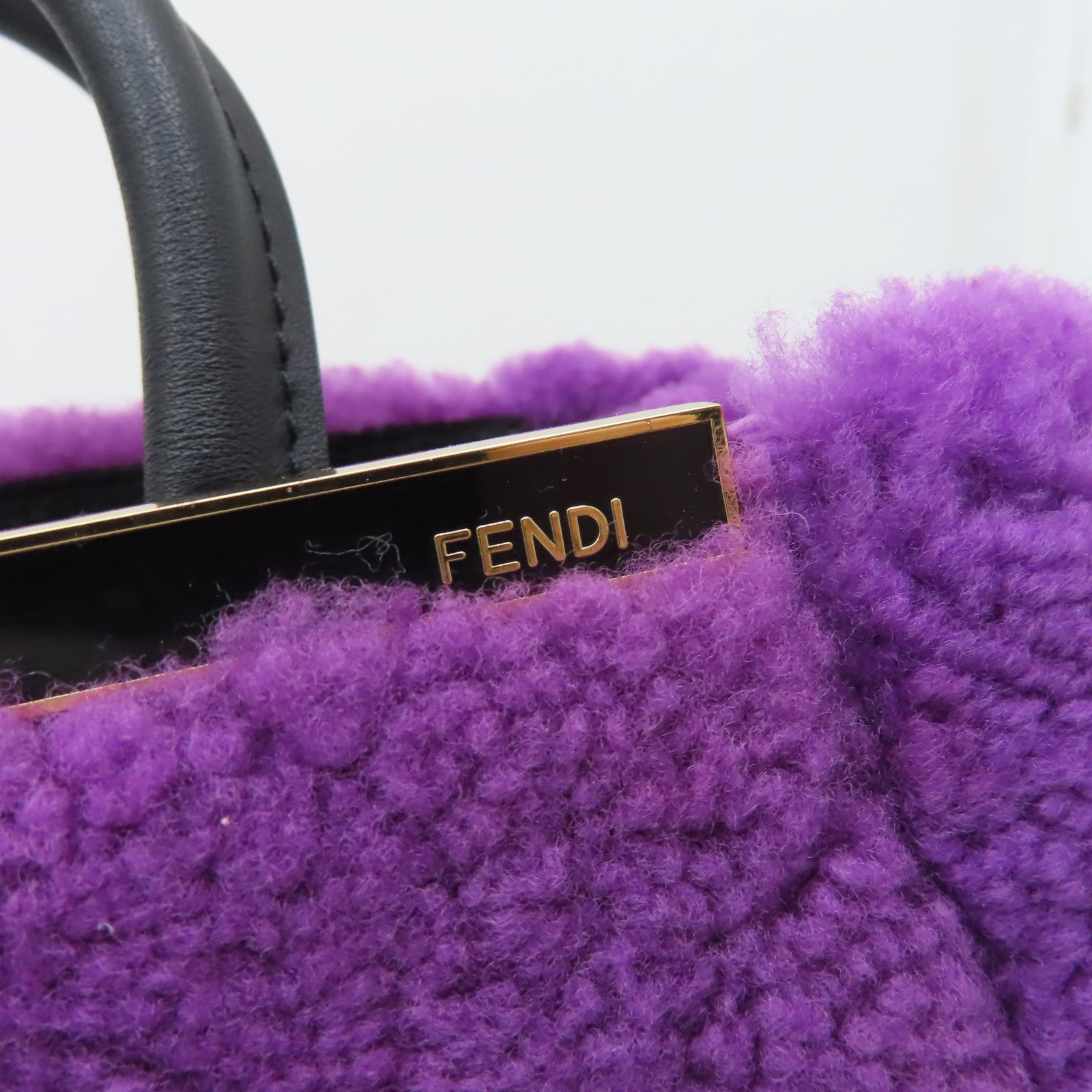 FENDI 【激減優惠】羊毛Handbag金扣手挽袋紫色