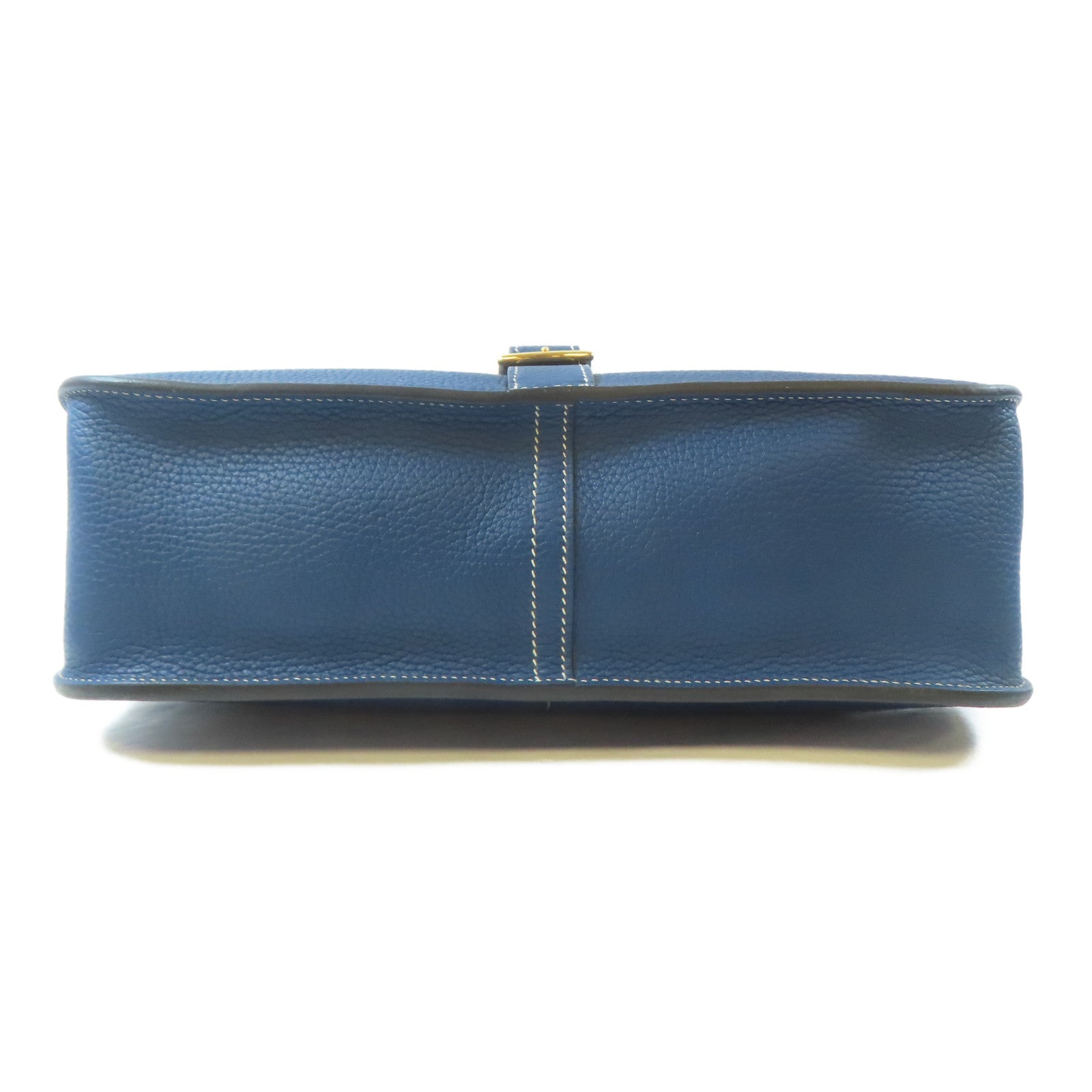 HERMES Clemence皮革Halzan 31金扣手挽肩背兩用袋Bleu Brighton/藍色