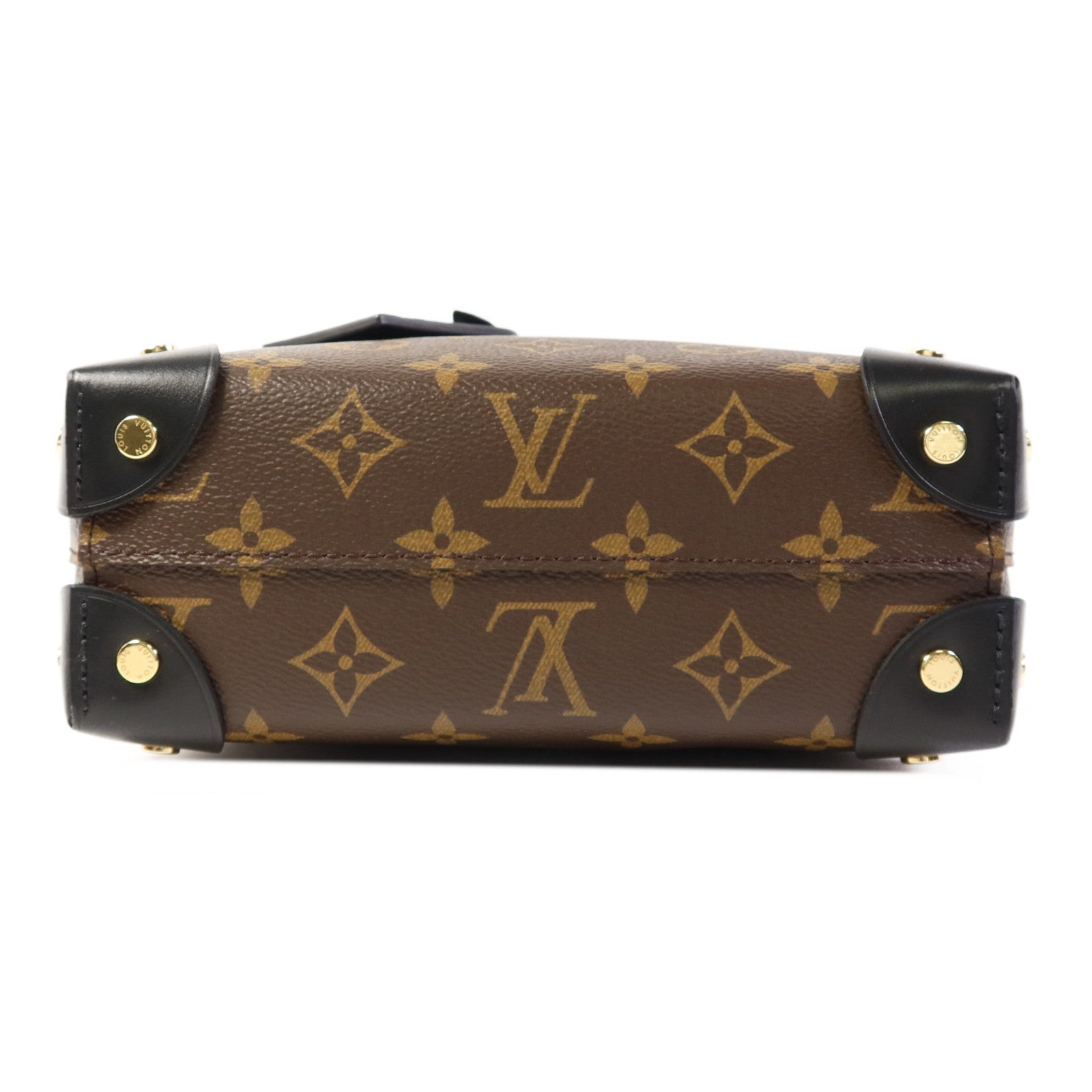 LOUIS VUITTON Monogram Petite Malle Souple金扣手挽肩背兩用袋棕色