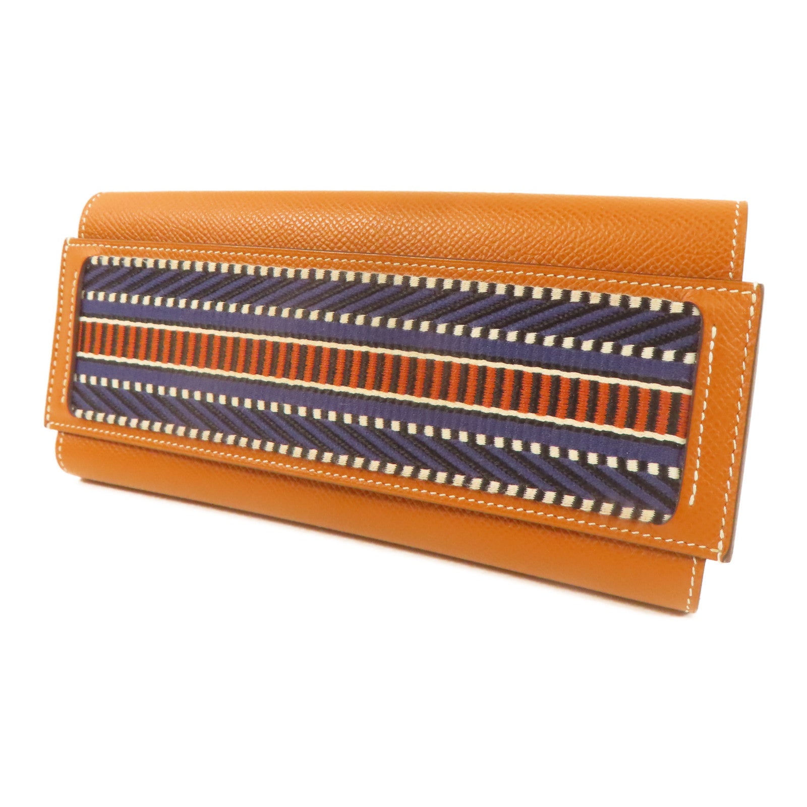HERMES Passant en Excellent Etat Marron Long wallet Epsom Leather Gold