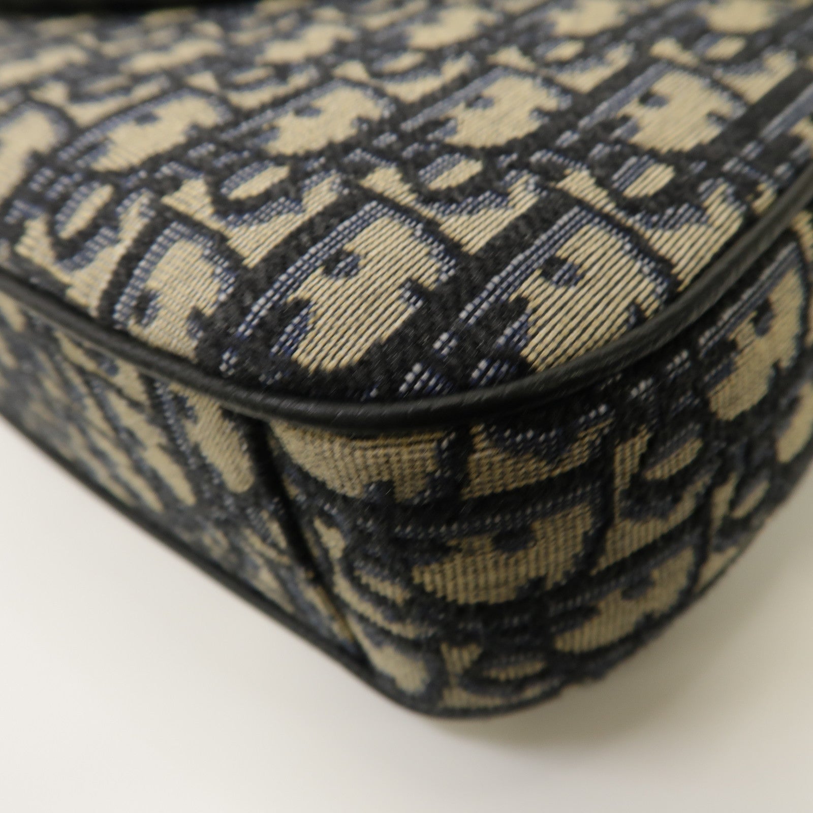Dior 皮革/帆布Mini Saddle Messenger Bag銀扣肩背袋藍色