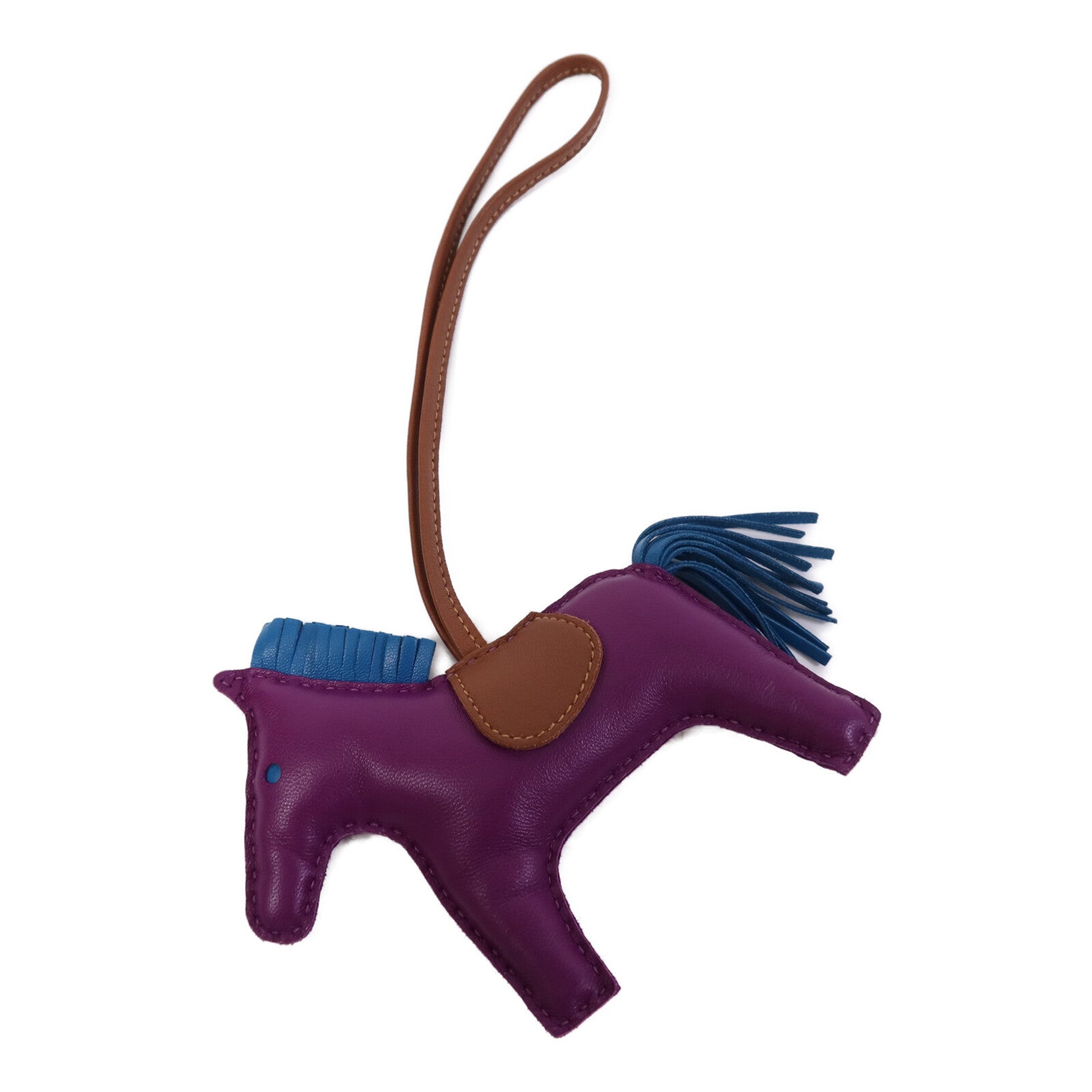 HERMES 【激減優惠】Milo皮革Rodeo MM掛飾Anemone/Bleu Izmir/Fauve