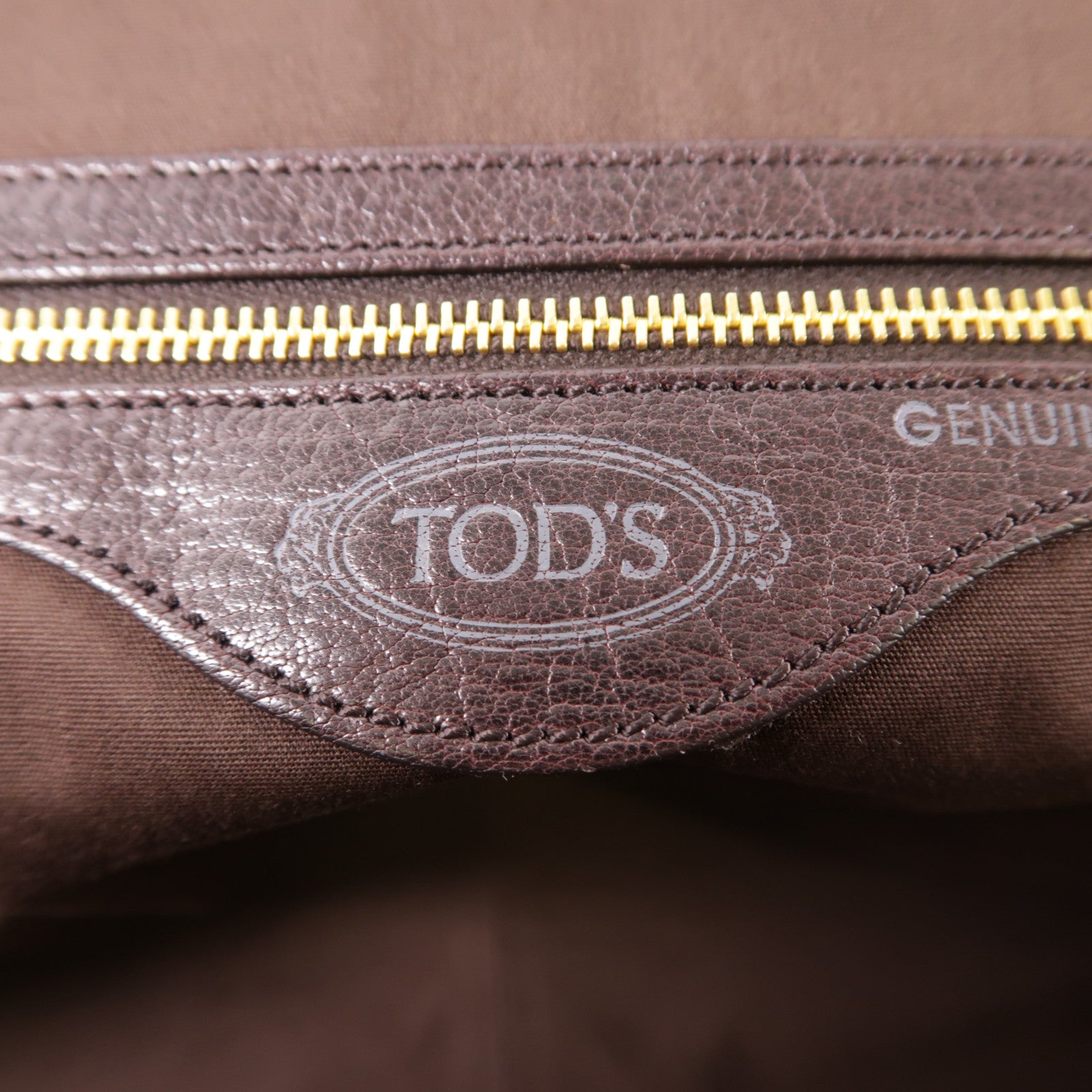 TOD'S GHW Handbag Calfskin Leather Brown