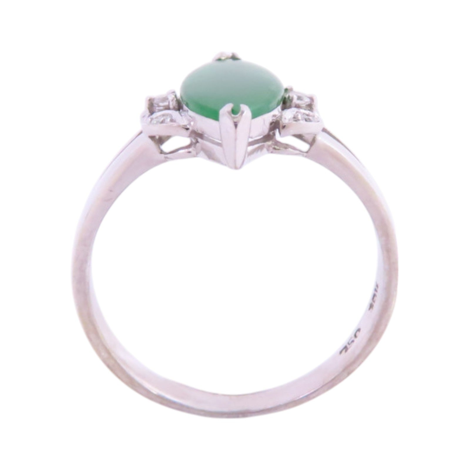 JEWELRY 18K白金/翡翠/鑽石Jade Diamond Ring戒指US#6.5