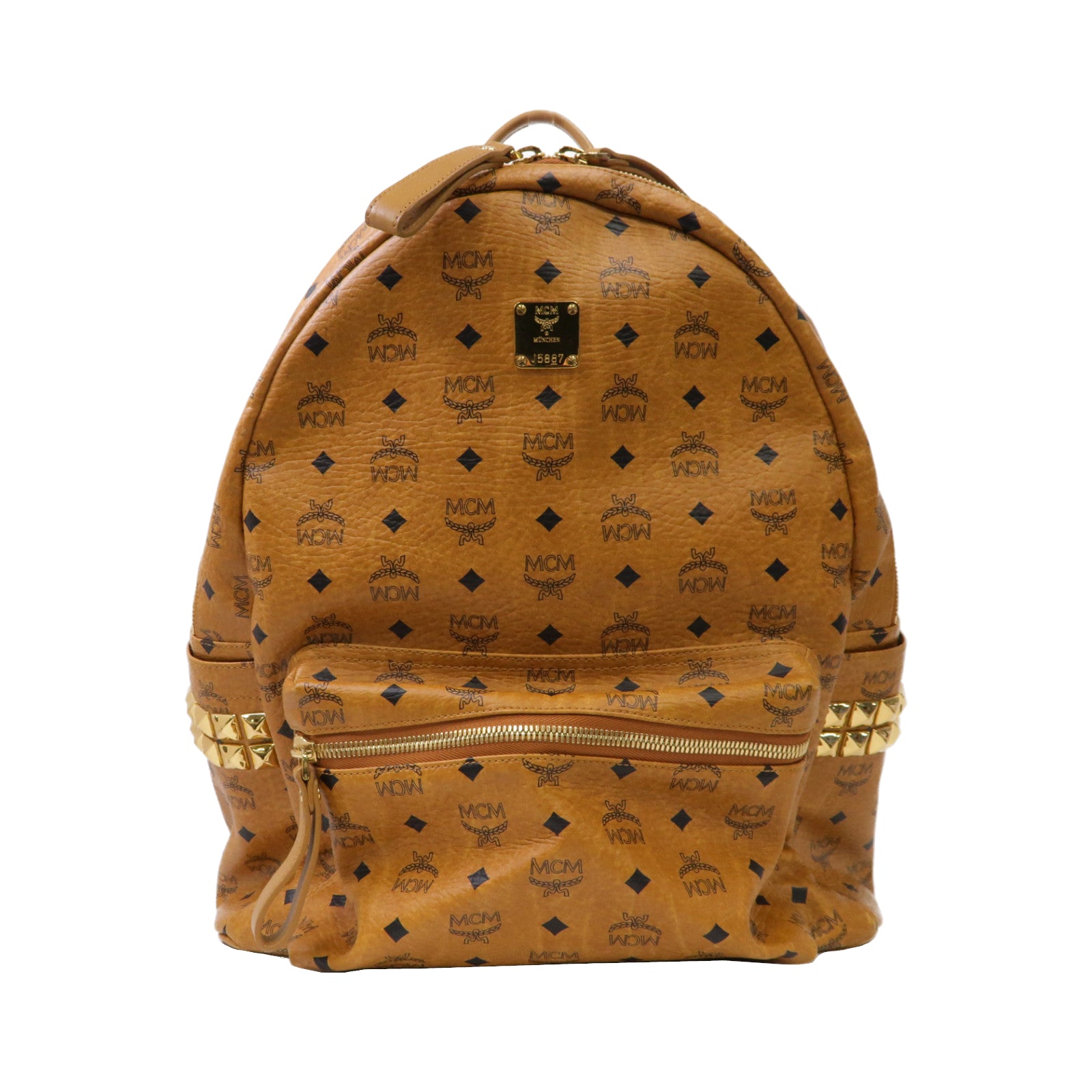 MCM 牛皮皮革Stark Side Studs Backpack金扣背包啡色