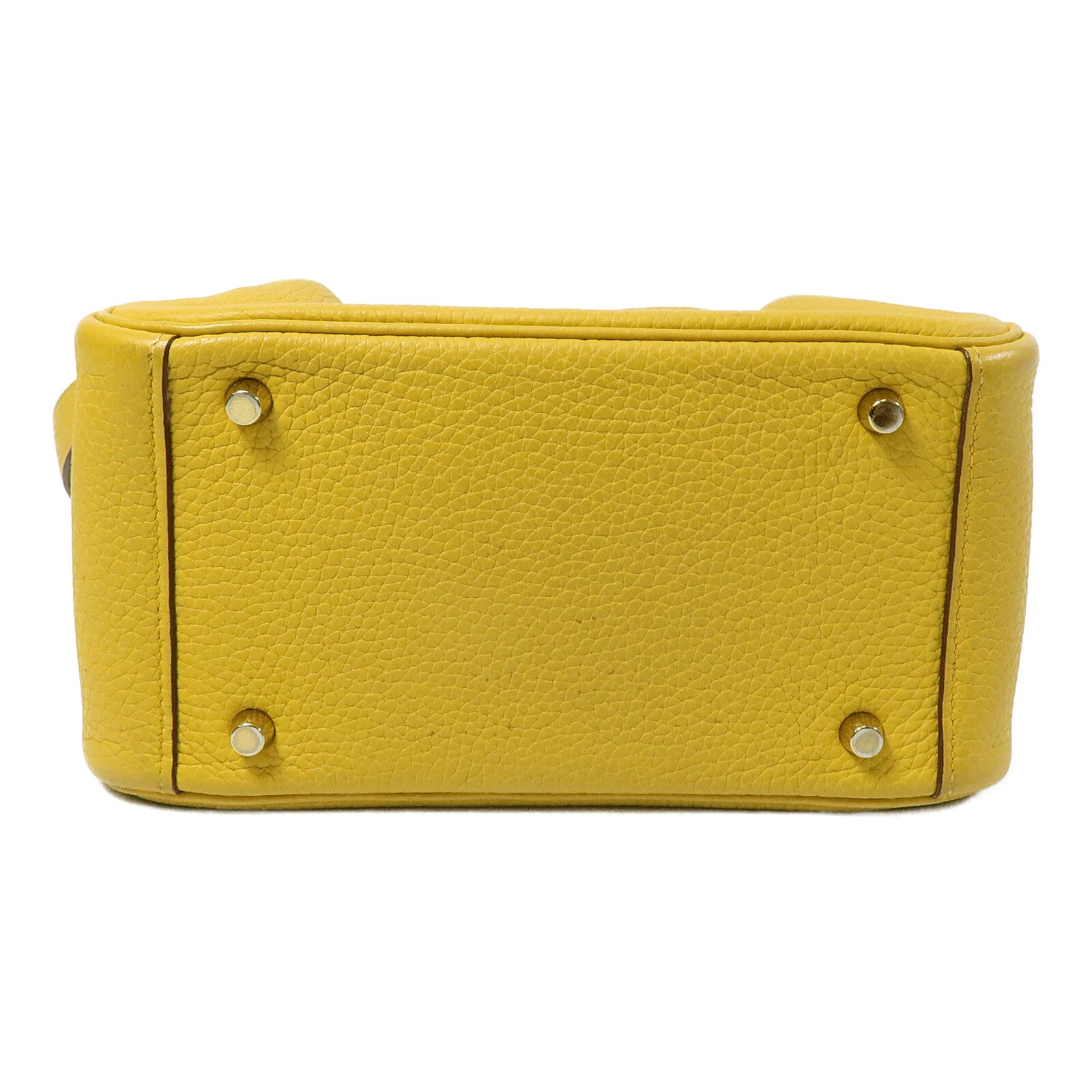 HERMES Clemence皮革Mini Lindy手挽肩背兩用袋Jaune Ambre