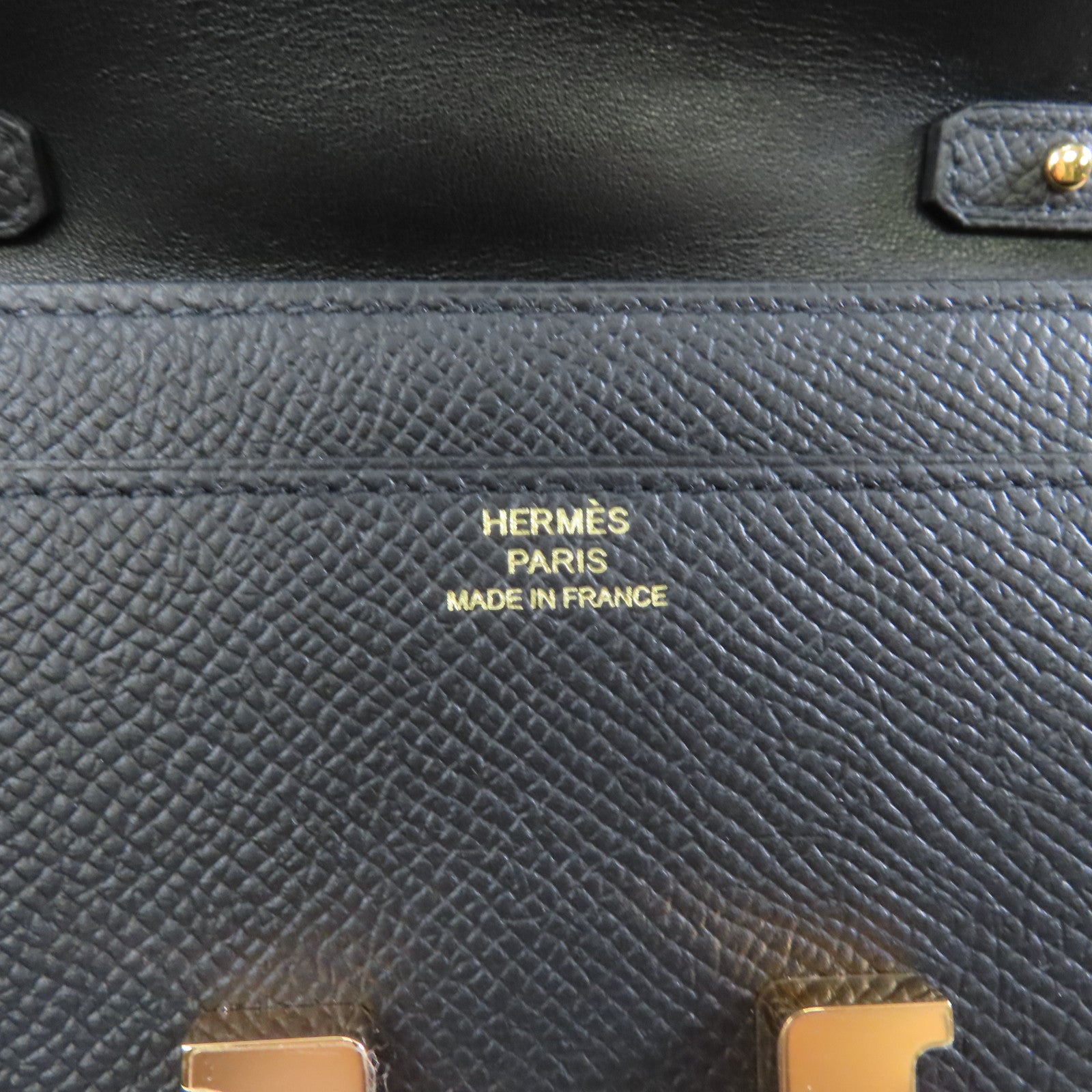 HERMES Epsom皮革Constance To Go金扣肩背袋黑色