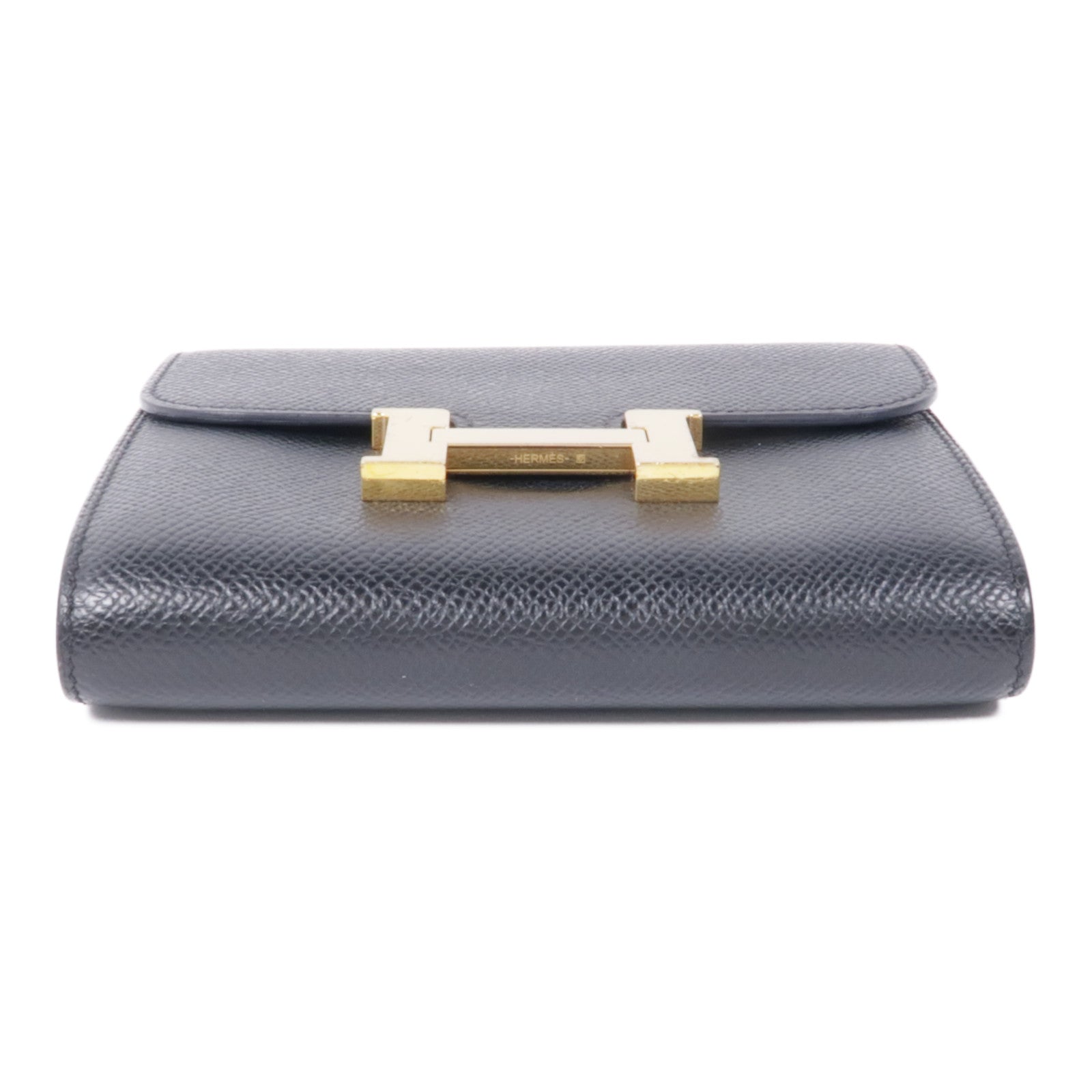 HERMES Epsom皮革Constance Wallet金扣錢包Noir